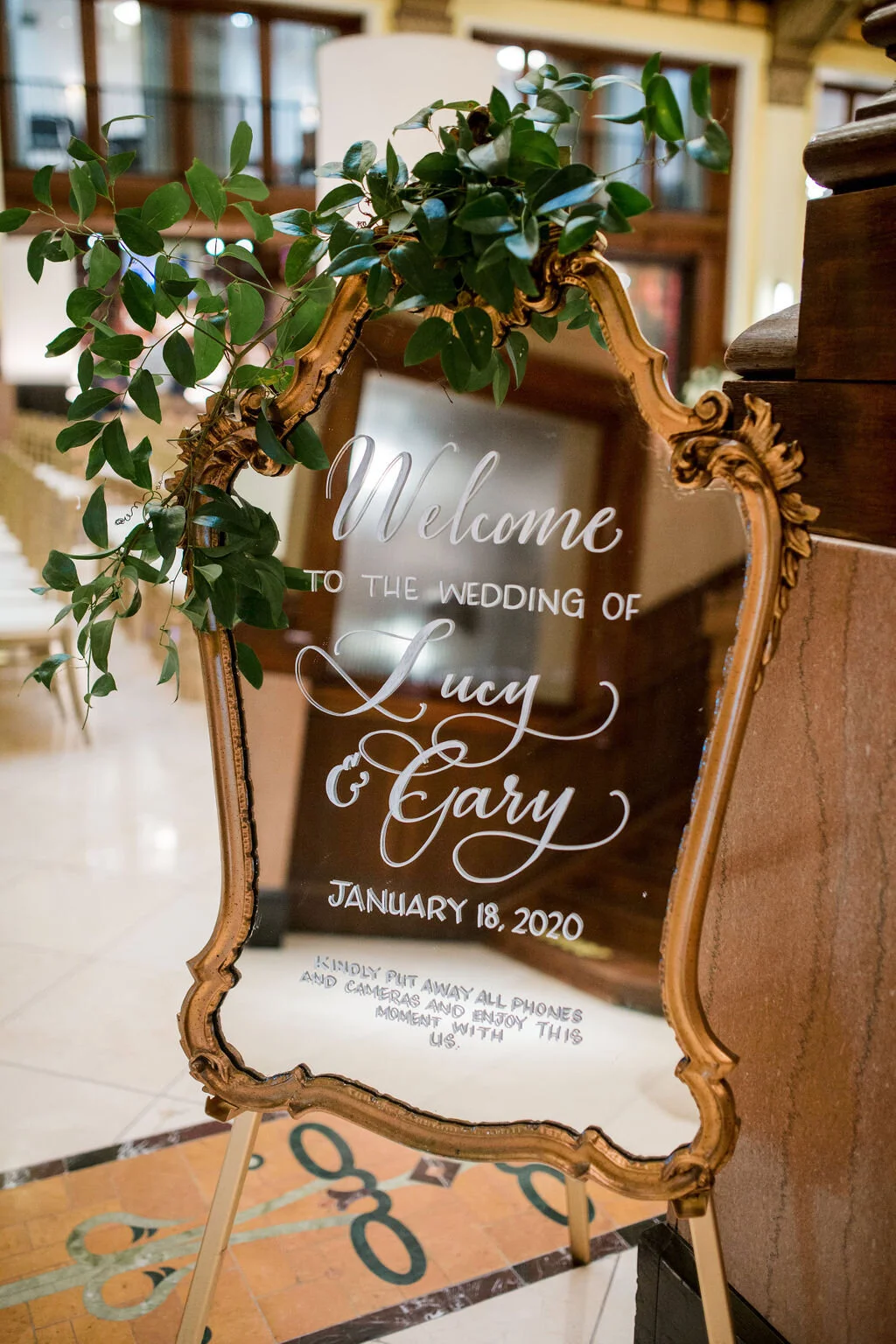 All white and greenery winter wedding flowers. Nashville wedding florist, Rosemary & Finch, at Union Station Hotel.