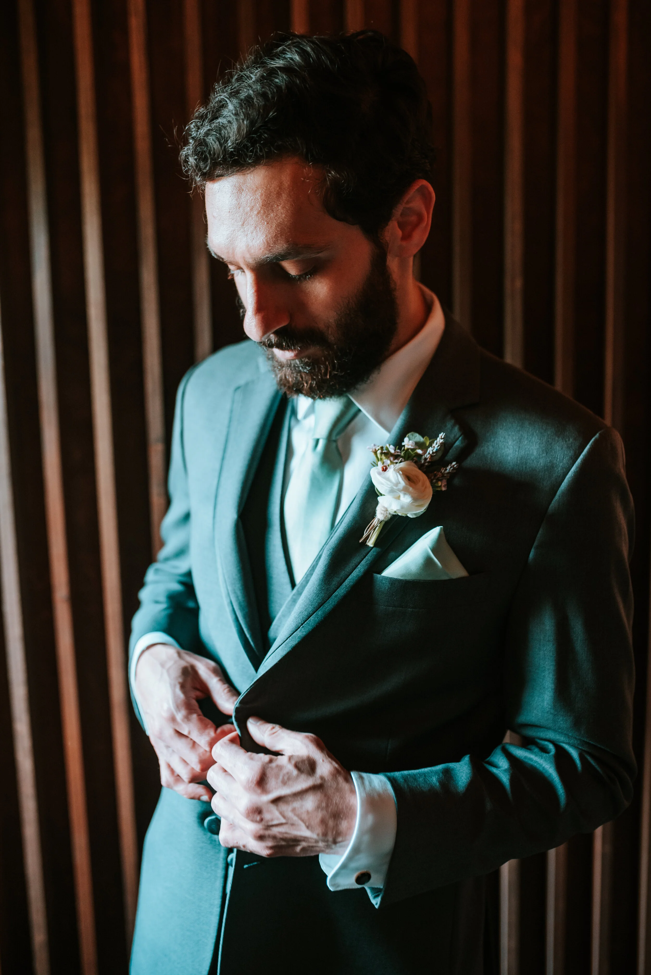 White ranunculus boutonniere
