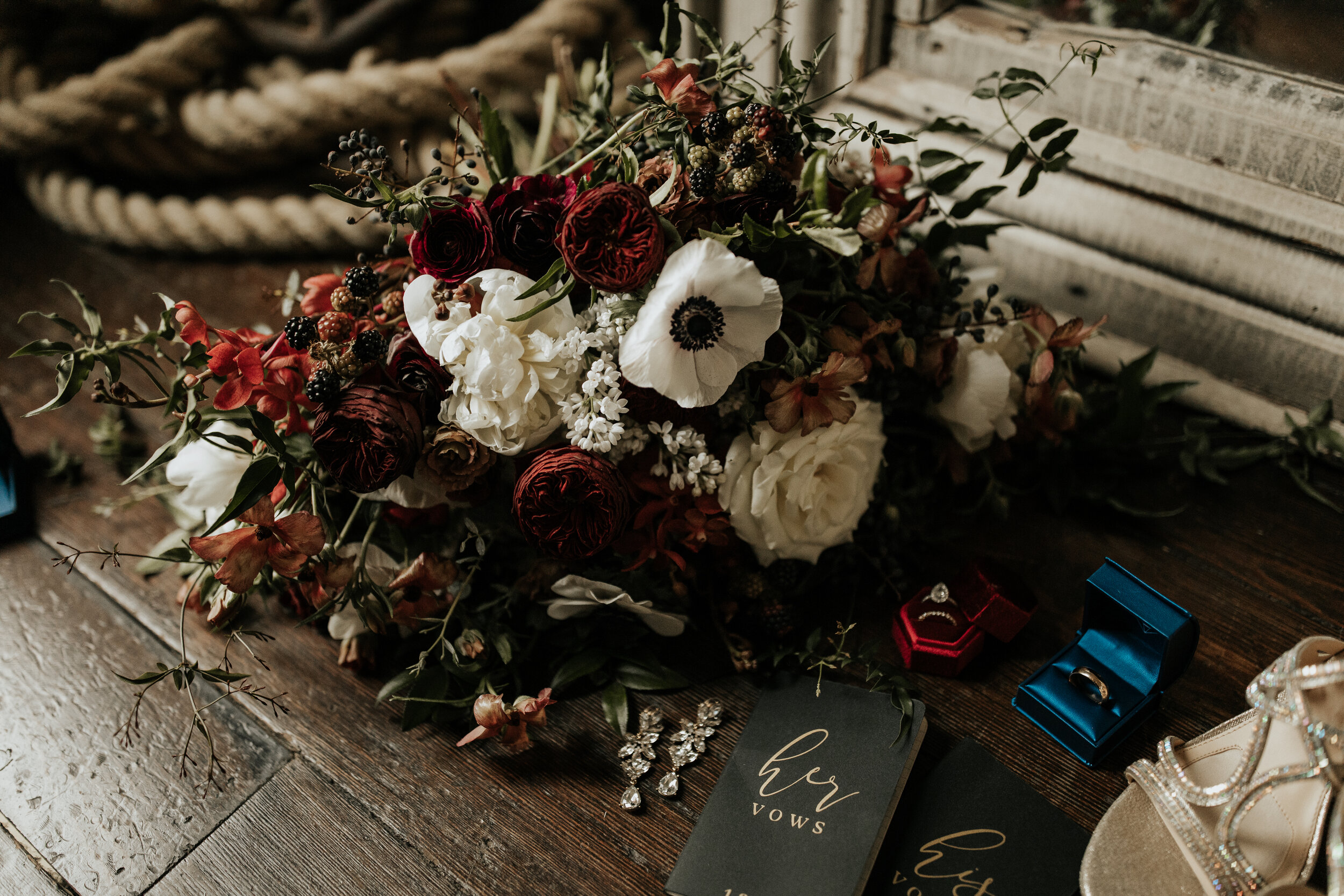 Moody winter wedding with lush floral design at the Cordelle in Nashville.