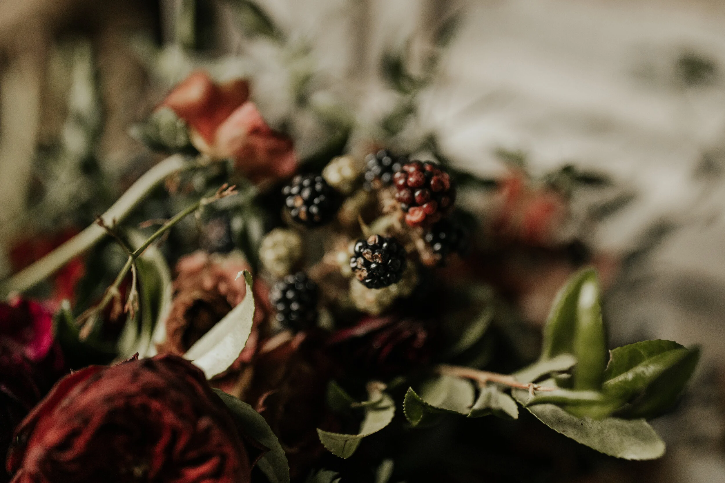 Moody winter wedding with lush floral design at the Cordelle in Nashville.