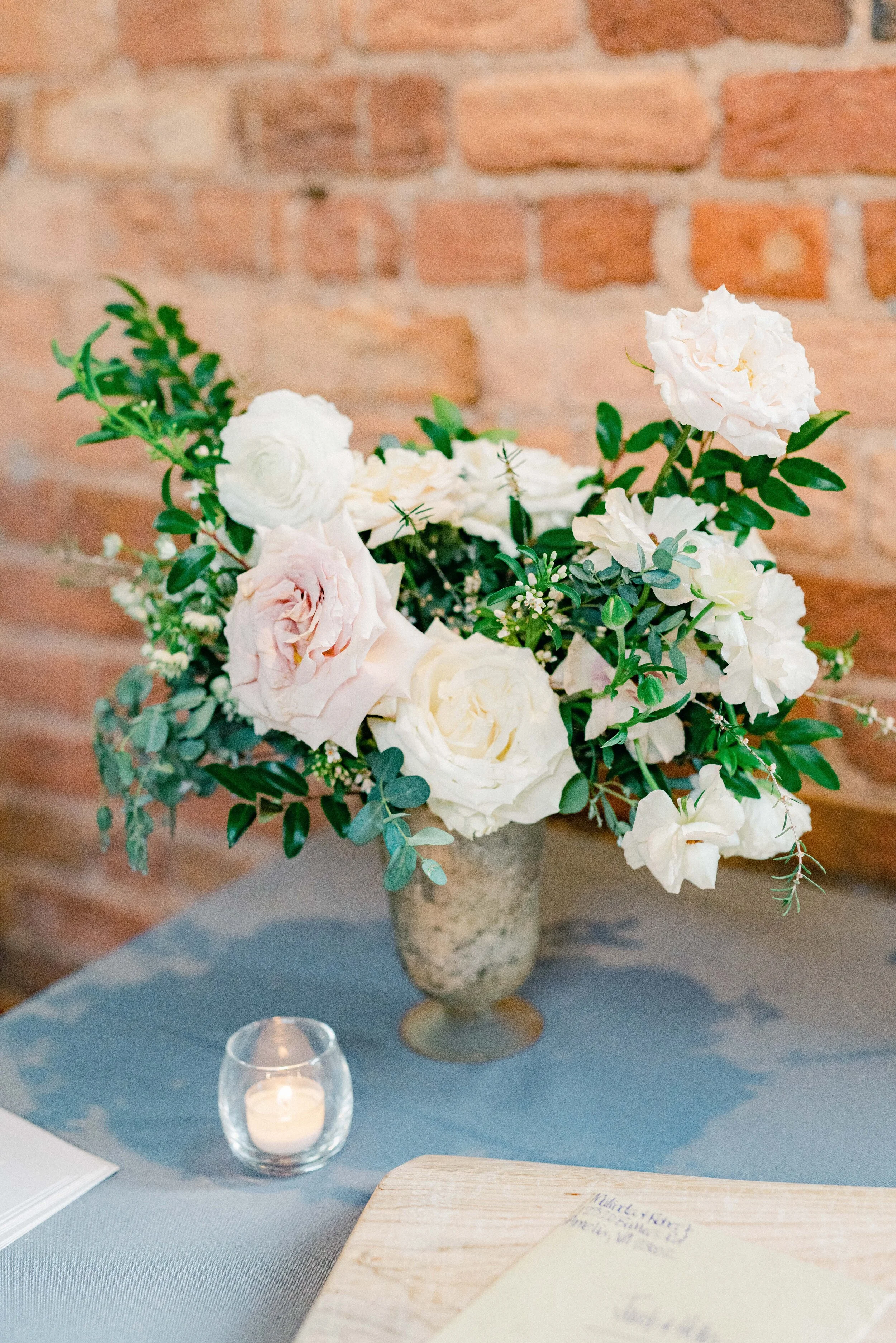 This wedding had a gorgeous soft summer palette of cream, blush, and sage. It was filled with delicate, thoughtful touches.  Designed by florist Rosemary & Finch in Nashville, TN.