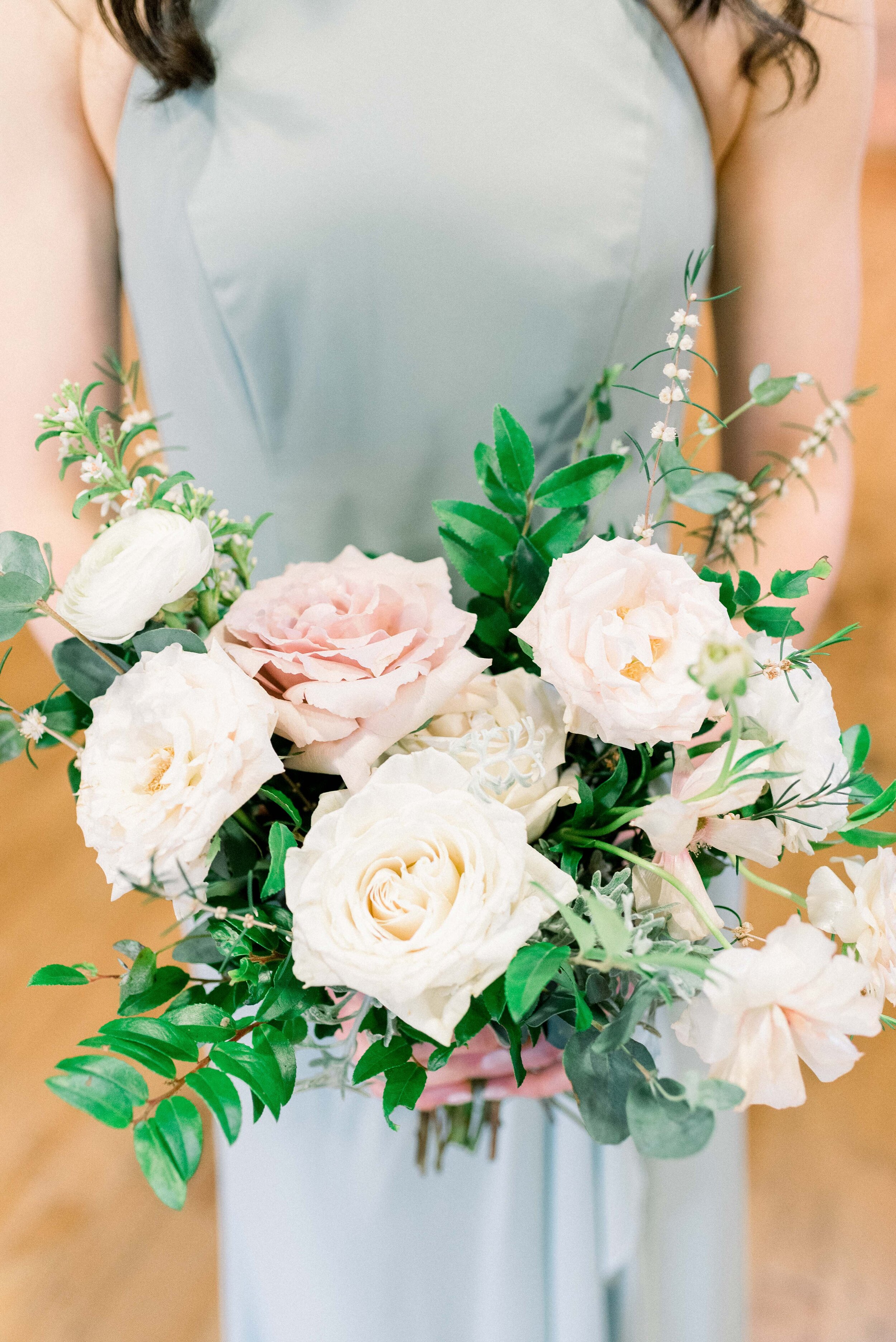 This wedding had a gorgeous soft summer palette of cream, blush, and sage. It was filled with delicate, thoughtful touches.  Designed by florist Rosemary & Finch in Nashville, TN.