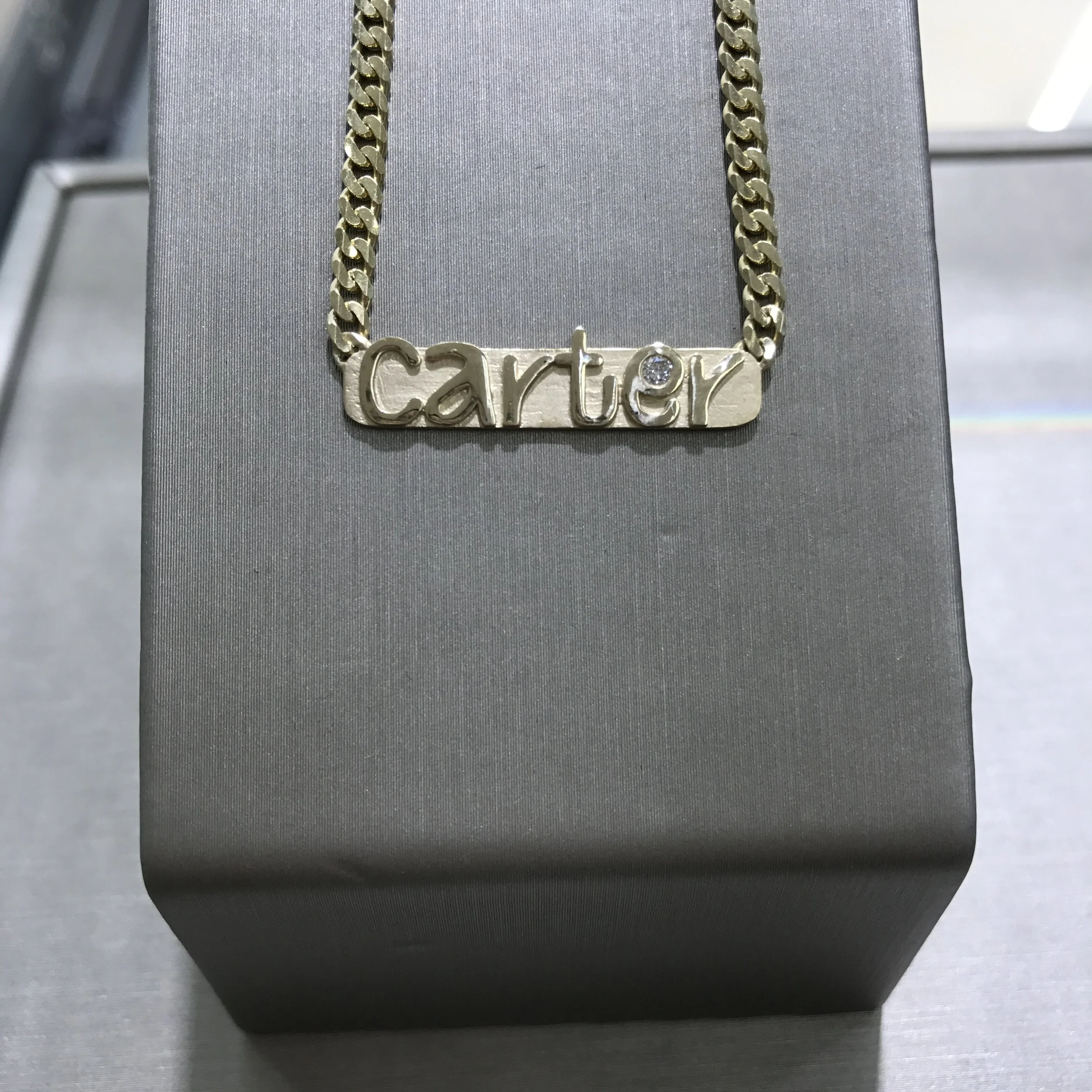 Custom Nameplate Necklace by Kate Alexandra Jewelry