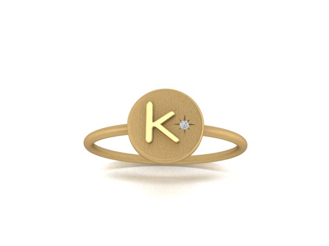 18K Gold Custom Initial Ring w Diamond — KATE ALEXANDRA JEWELRY
