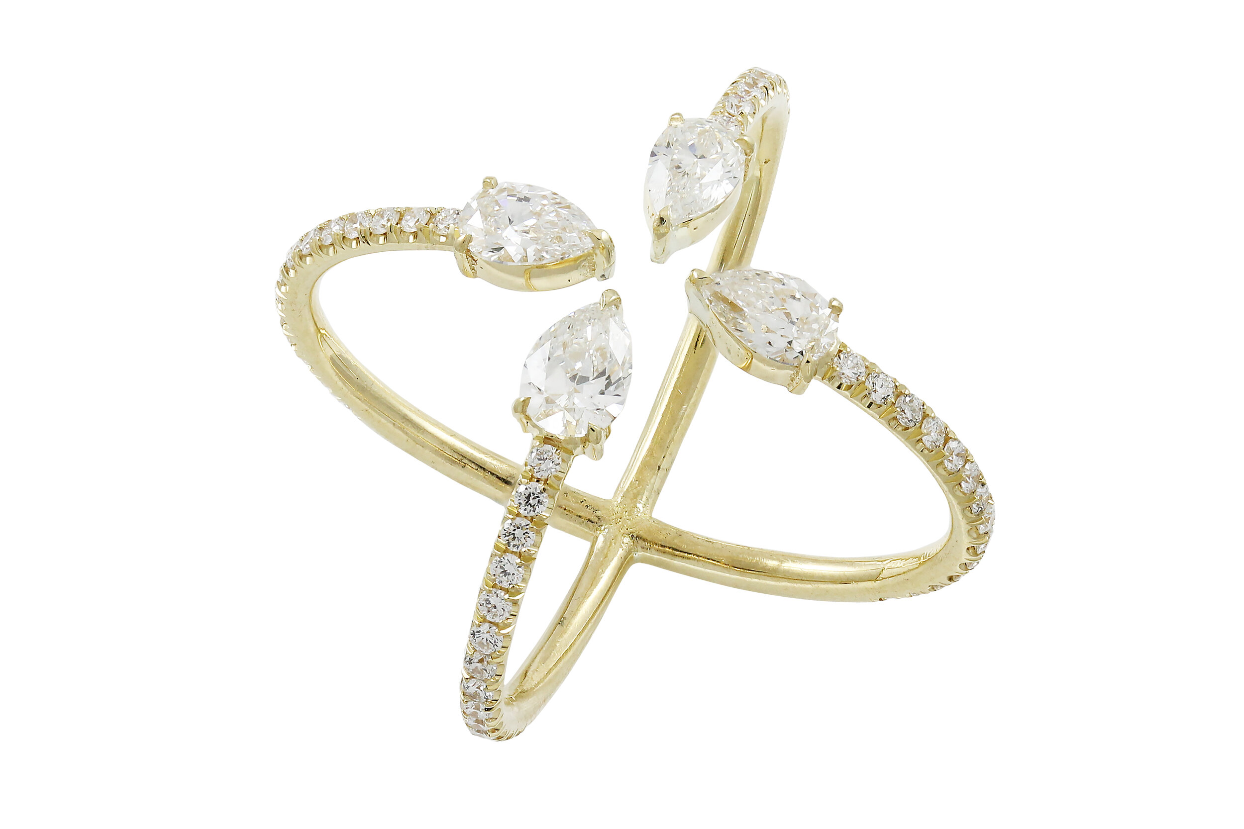 Pear X Diamond Ring