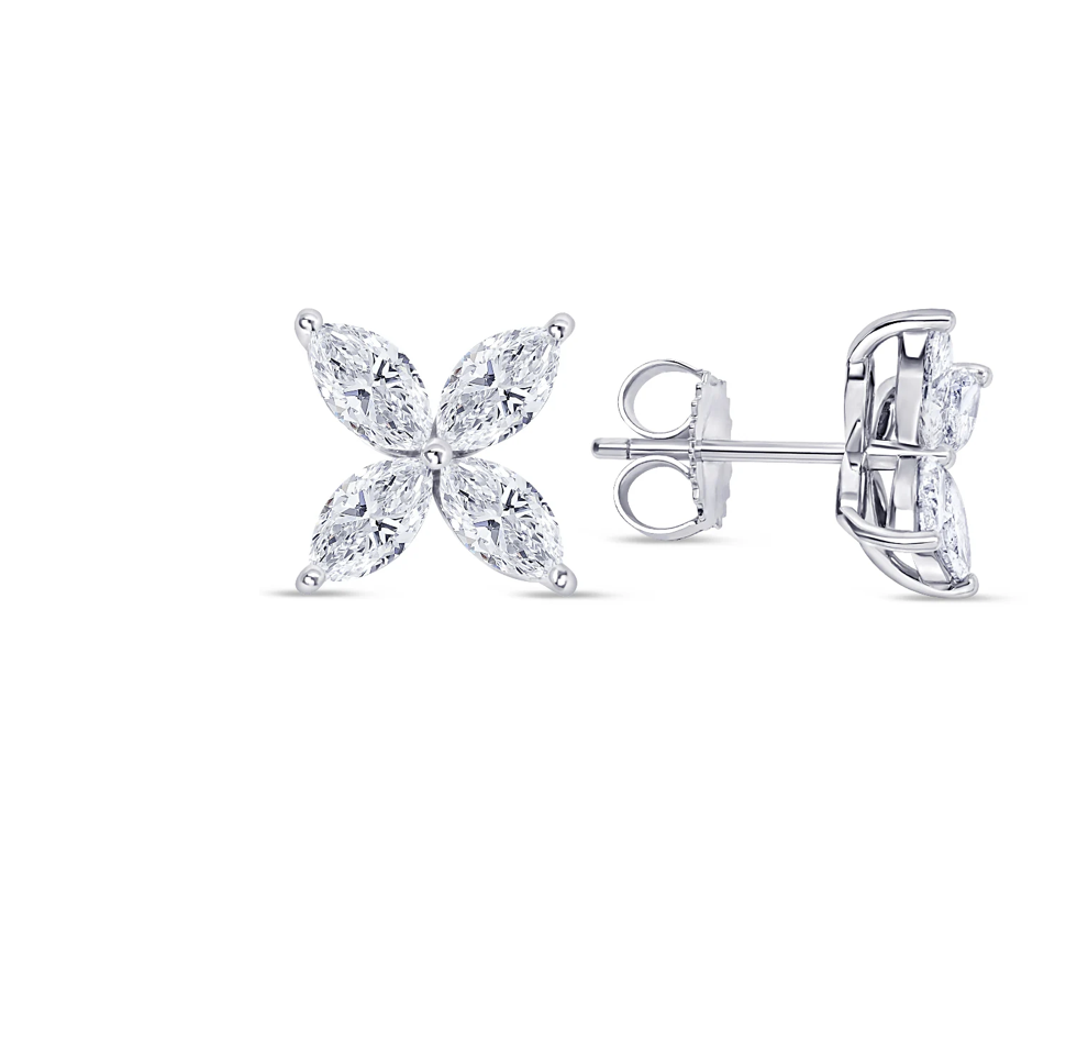 Four Leaf Diamond Stud Earrings