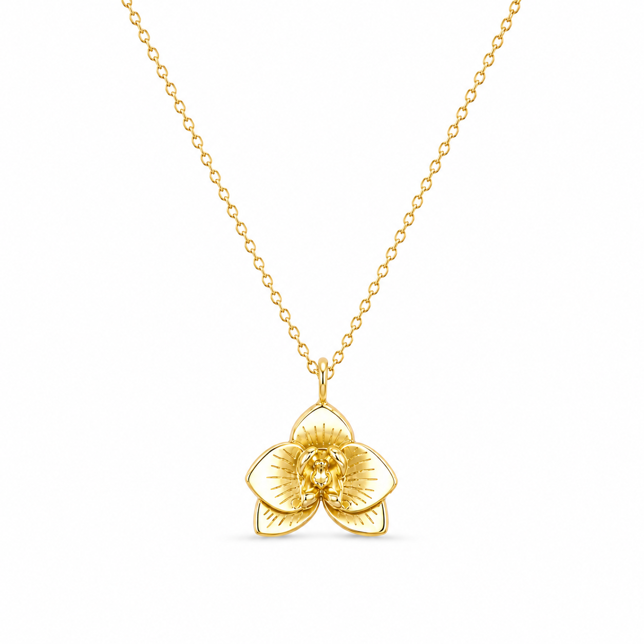 Orchid Necklace | 14K Gold Orchid Flower Pendant Necklace
