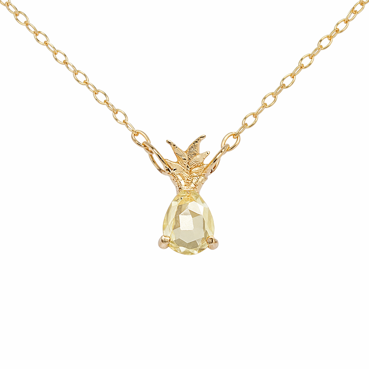 pineapple yellow diamond rose cut necklace.png