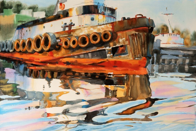 Time to get to Work Watercolor on Paper 15" x 22" SOLD