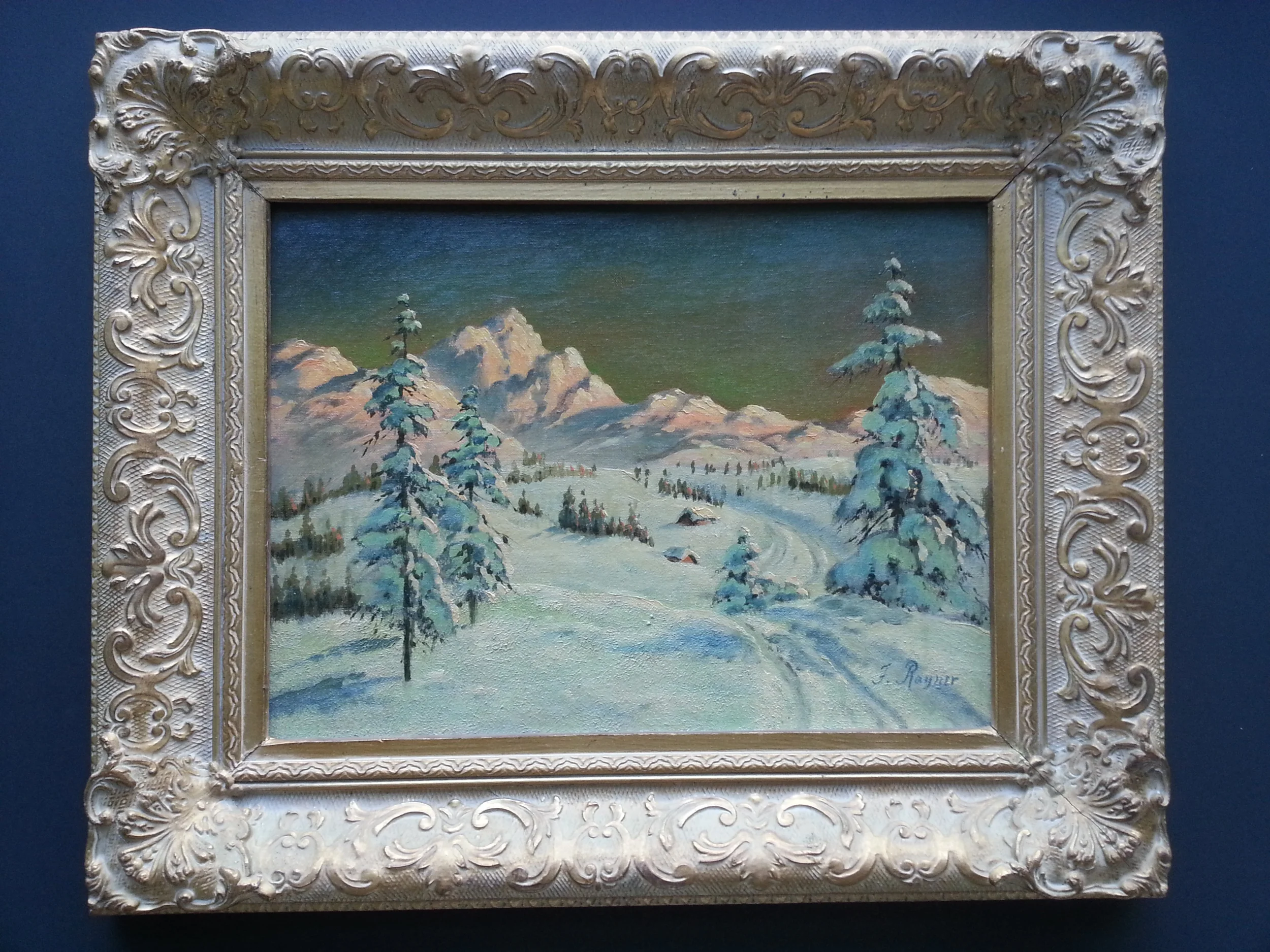 Winter Hills Oil on Canvas Board, Signed ( l.r. ) "F. Rayner" 12" x 16" / 18" x 22" Framed ( Original Period Frame ) Price Available Upon Request