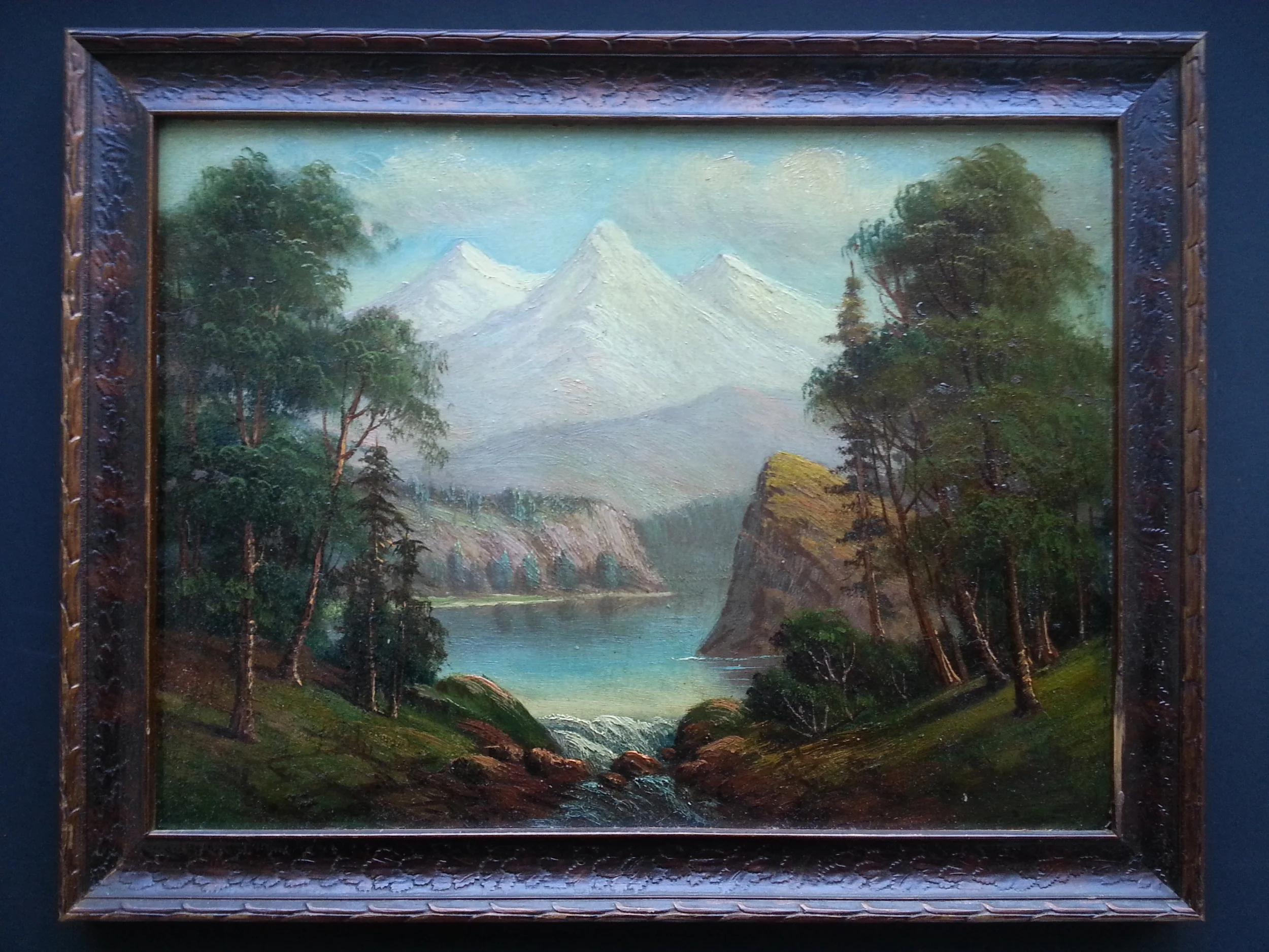 The Three Sisters Oil on Academy Board, Unsigned 11" x 14 3/4" / 13 1/4" x 17" Framed ( Original Period Frame ) Price Available Upon Request