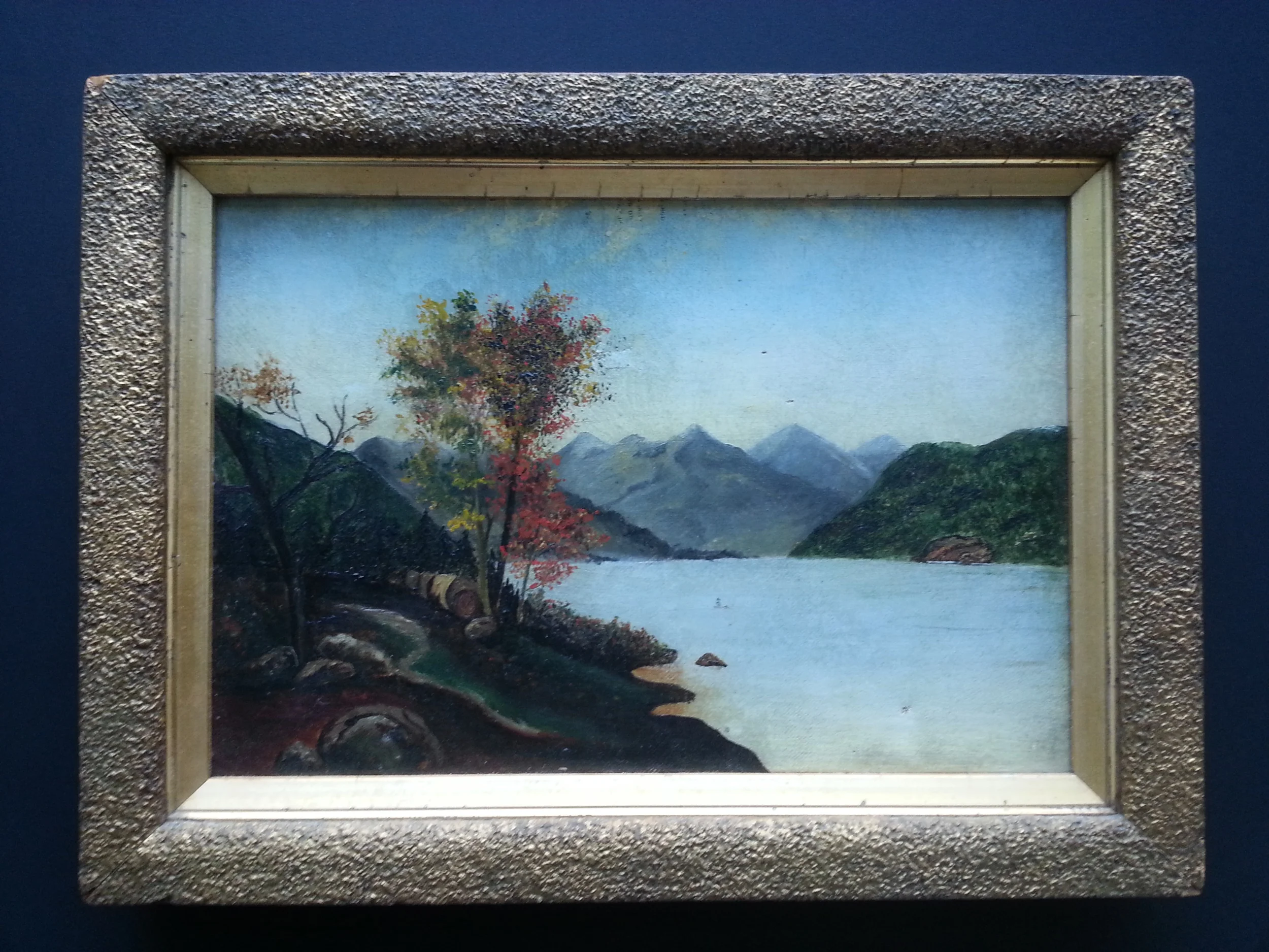 River View with Mountains Oil on Canvas, Unsigned 8 1/2" x 12 1/2" / 11 1/4" x 15 1/4" Framed ( Original Period Frame ) Price Available Upon Request