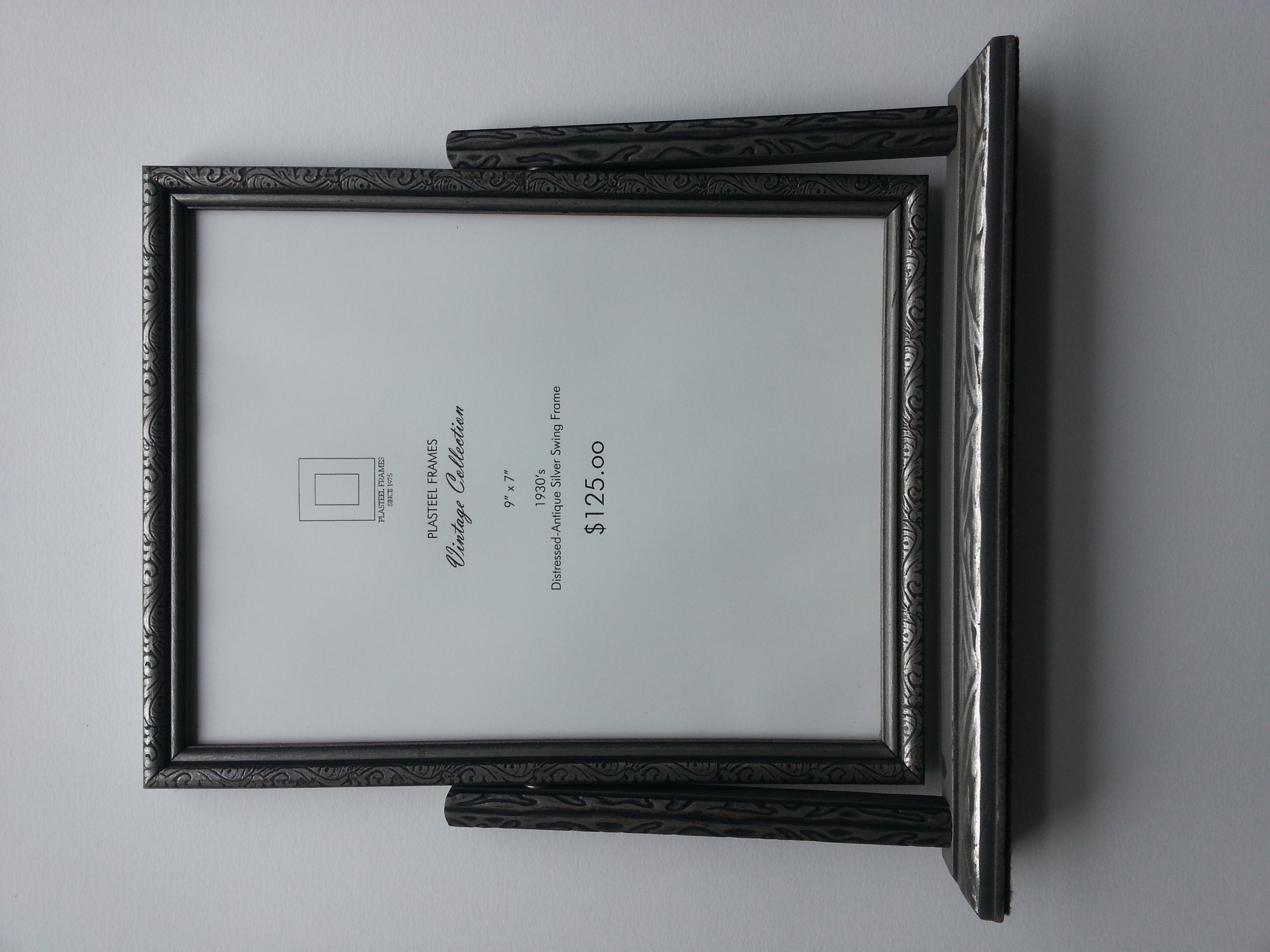 Antique Silver Pressed Swing Frame, 1930's Frame R.S. 9" x 7" $125 Available