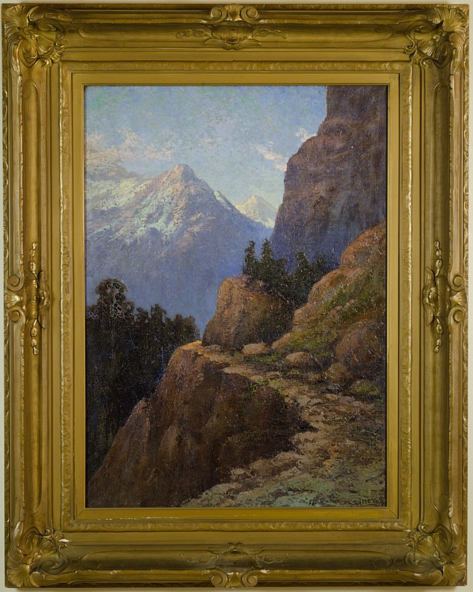 Lake Chelan Mountain Region Landscape Oil on Canvas, Signed ( l.r. ) "Itter" 36"x 26" / 48 3/4" x 38 3/4" Framed ( Period Frame ) SOLD
