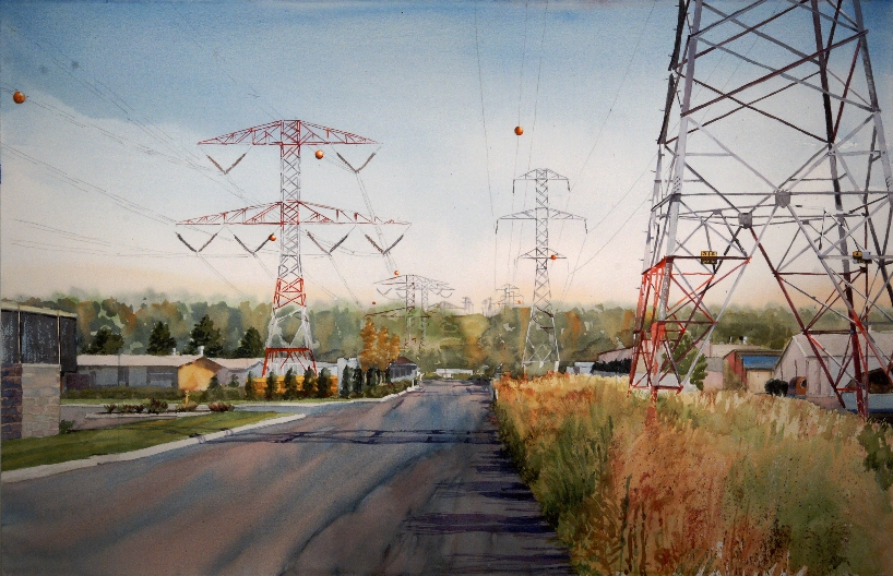 The Loneliness of Long Distance Transmission Watercolor on Paper ( Framed ) 26" x 40" / Approx. Frame O.D. 28" x 42" $2,200