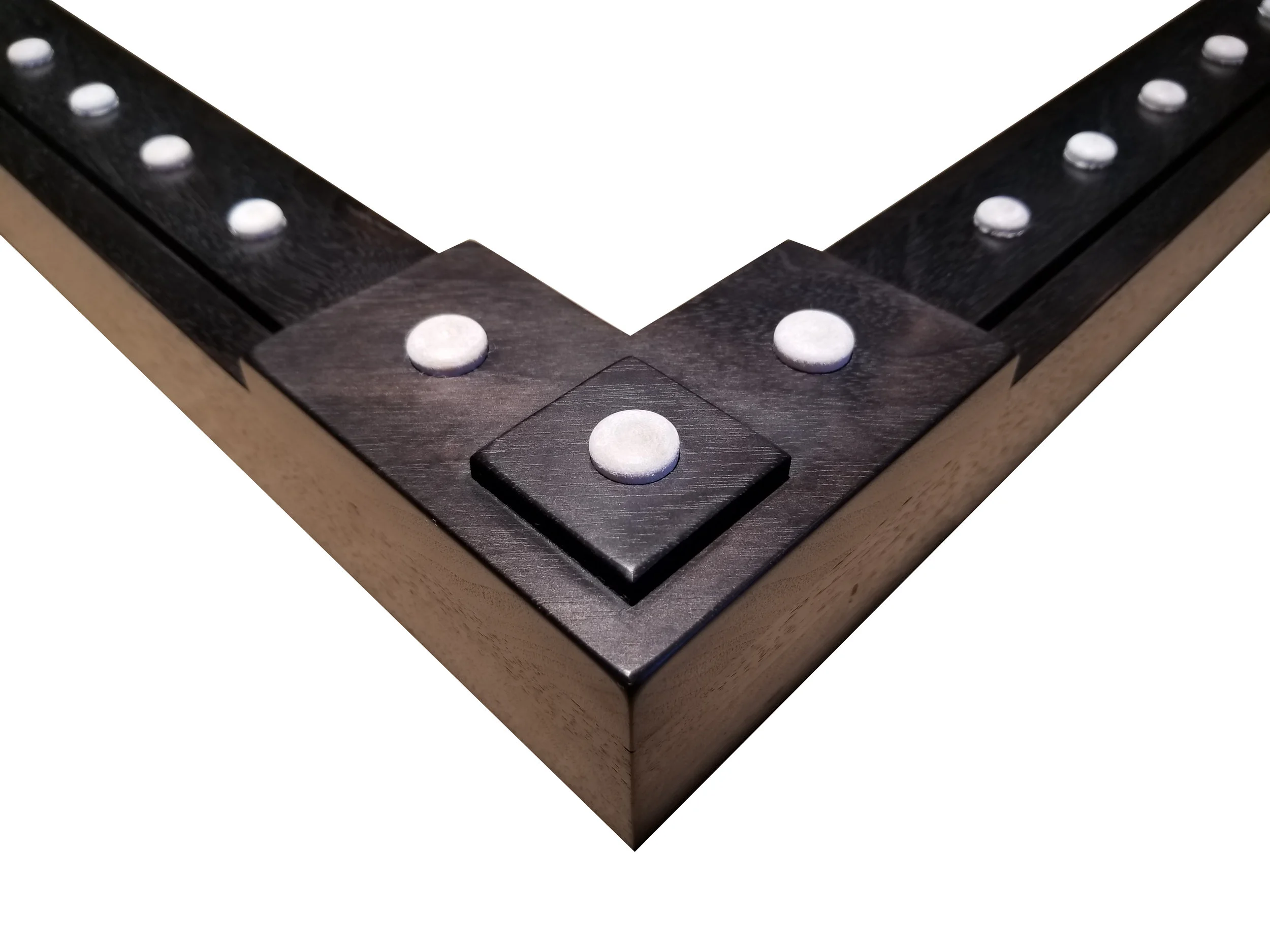 2134 Walnut, Iron Man with EBONIZED Finish and W.O. Birch Pegs 2” (W) FACE x 1 3/4” (D) DEEP O.D.