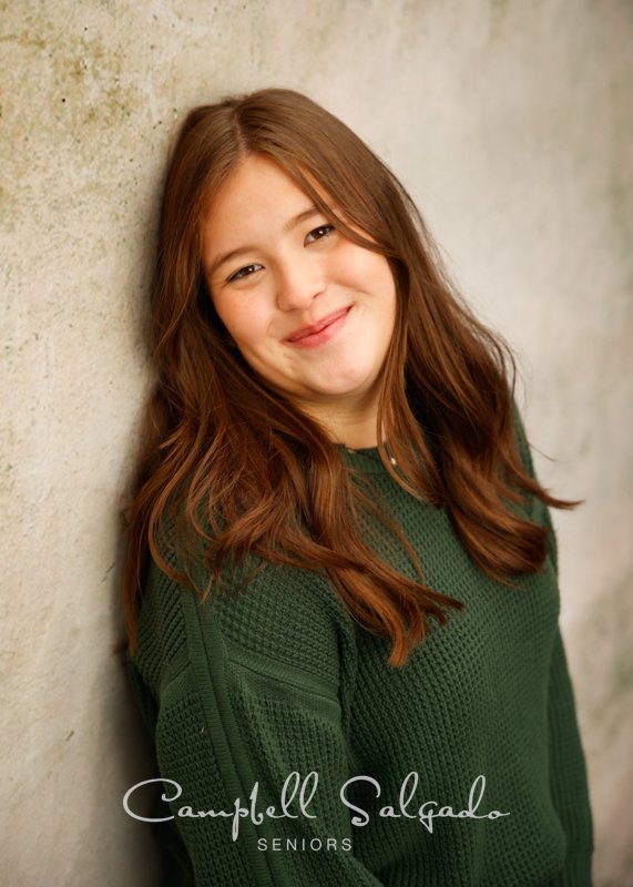  Portland senior pictures, portrait of teen on abandoned concrete background by high school senior photographers at Campbell Salgado Studio in Portland, Oregon. 