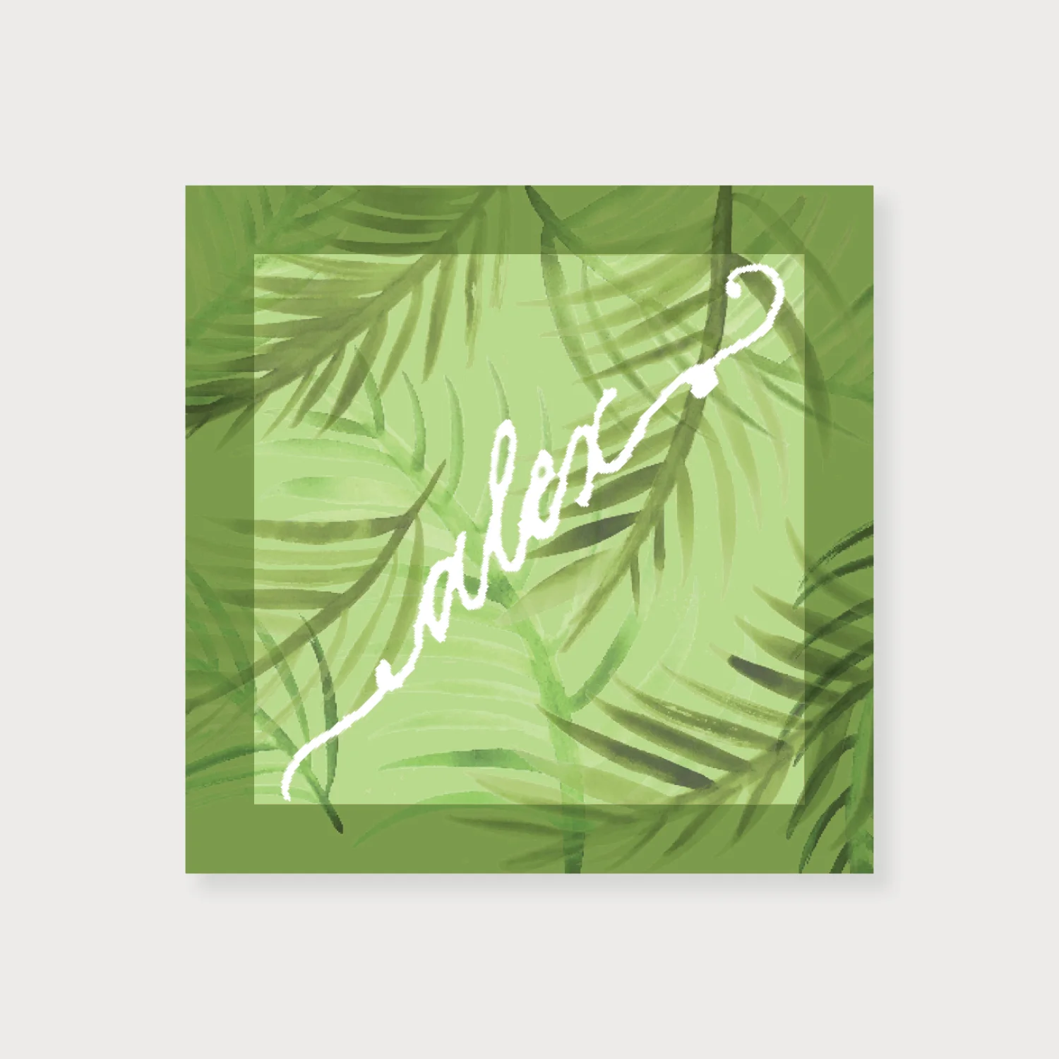 Palm Frond Calling Cardmore colors...