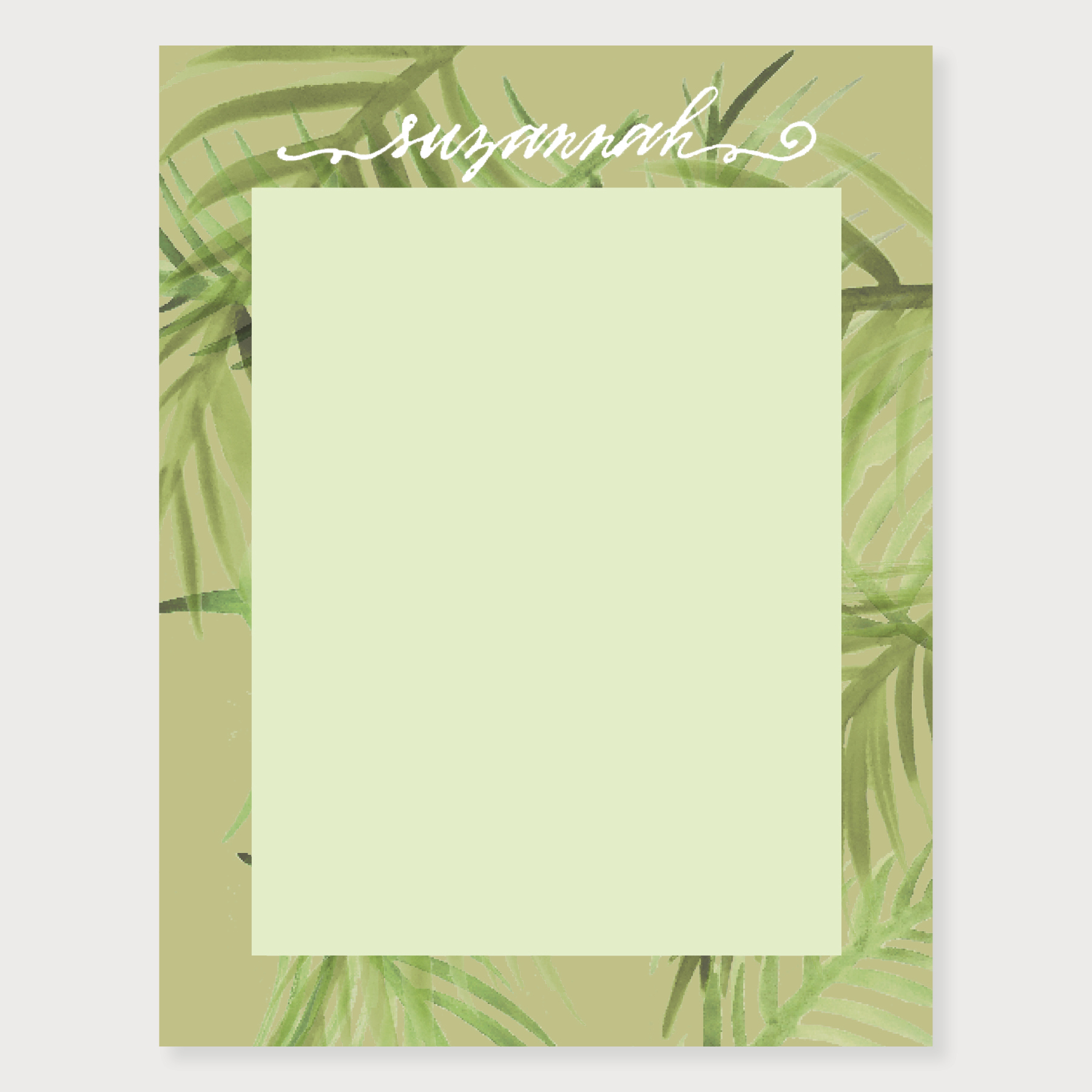 Palm Frond Note Cardmore colors...