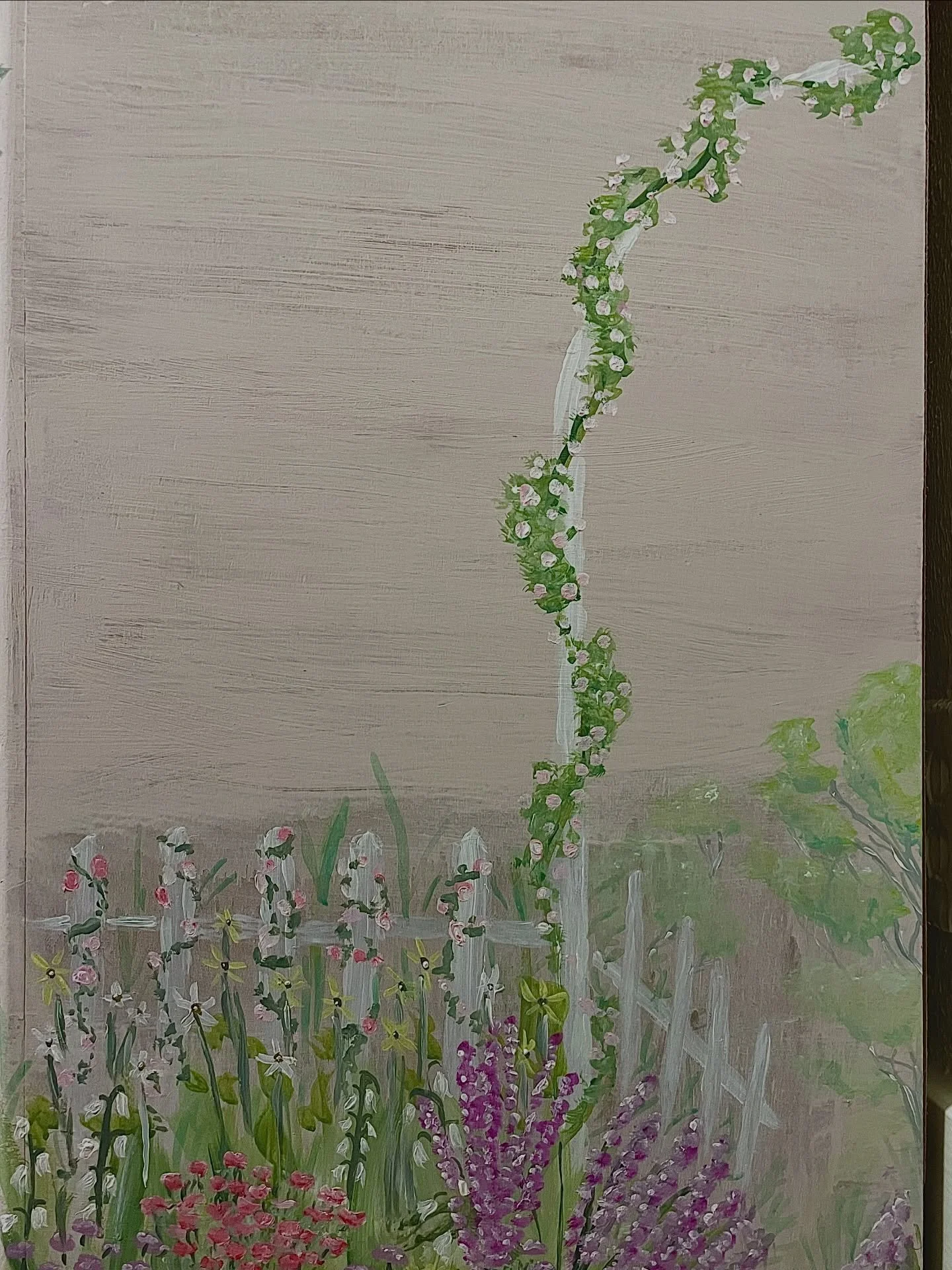 How do you cope with plants dying all around your home? Simply paint what you&rsquo;re incapable of growing! Sprucing up my girly girl&rsquo;s dresser with a much needed English garden to match her sensibilities! Now if anyone wants to come tutor me 