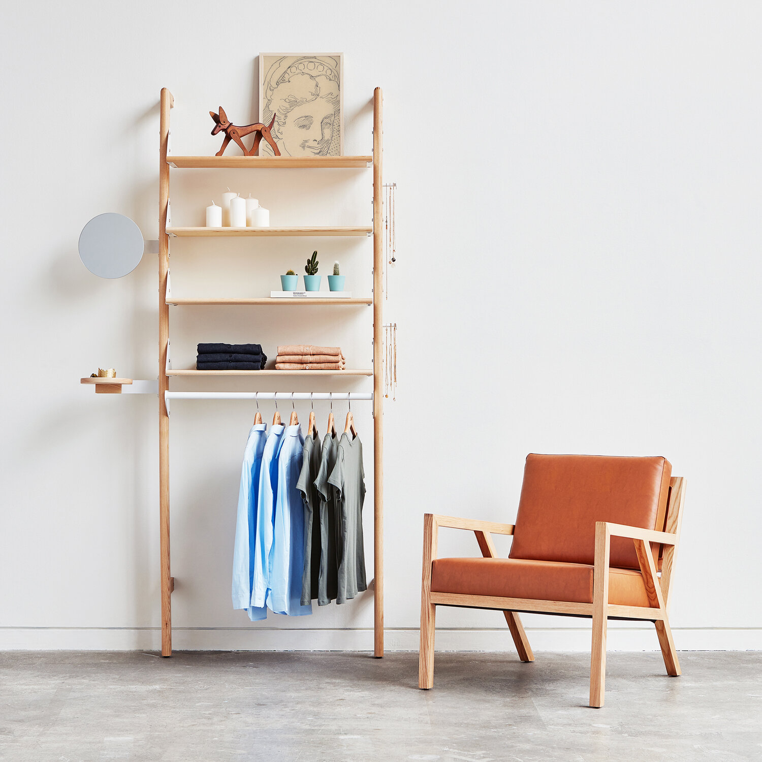 Branch Shelving Unit Display Ash Blonde and White