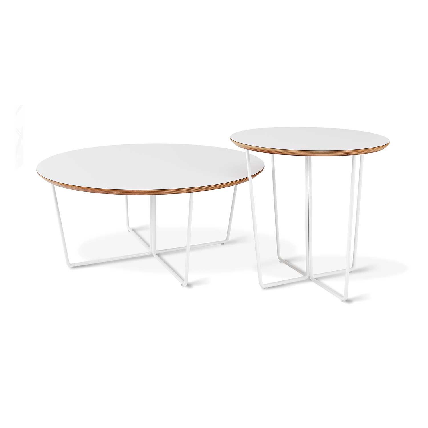 Array Nesting Coffee and End Table Round White Powder Coat