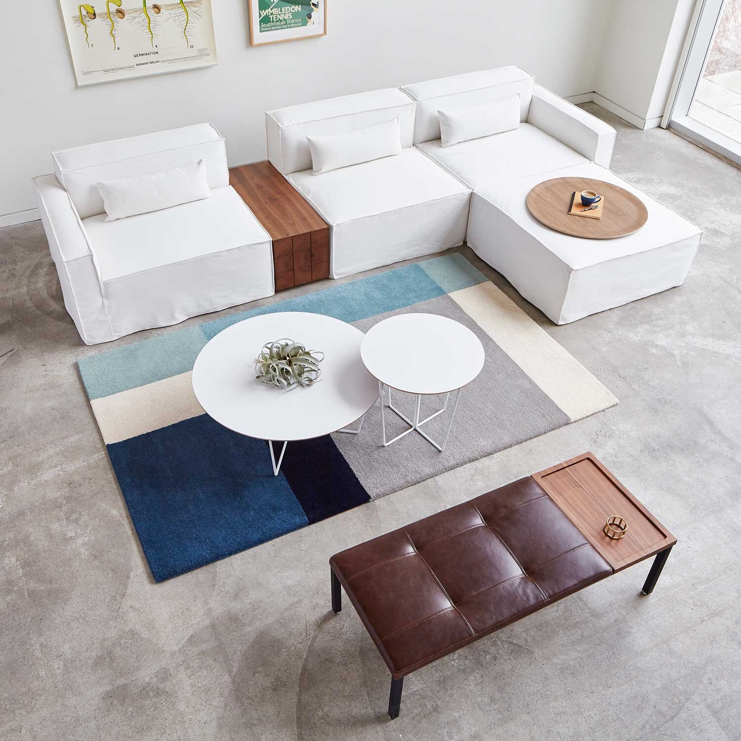 Array Nesting Coffee and End Table Round White Powder Coat