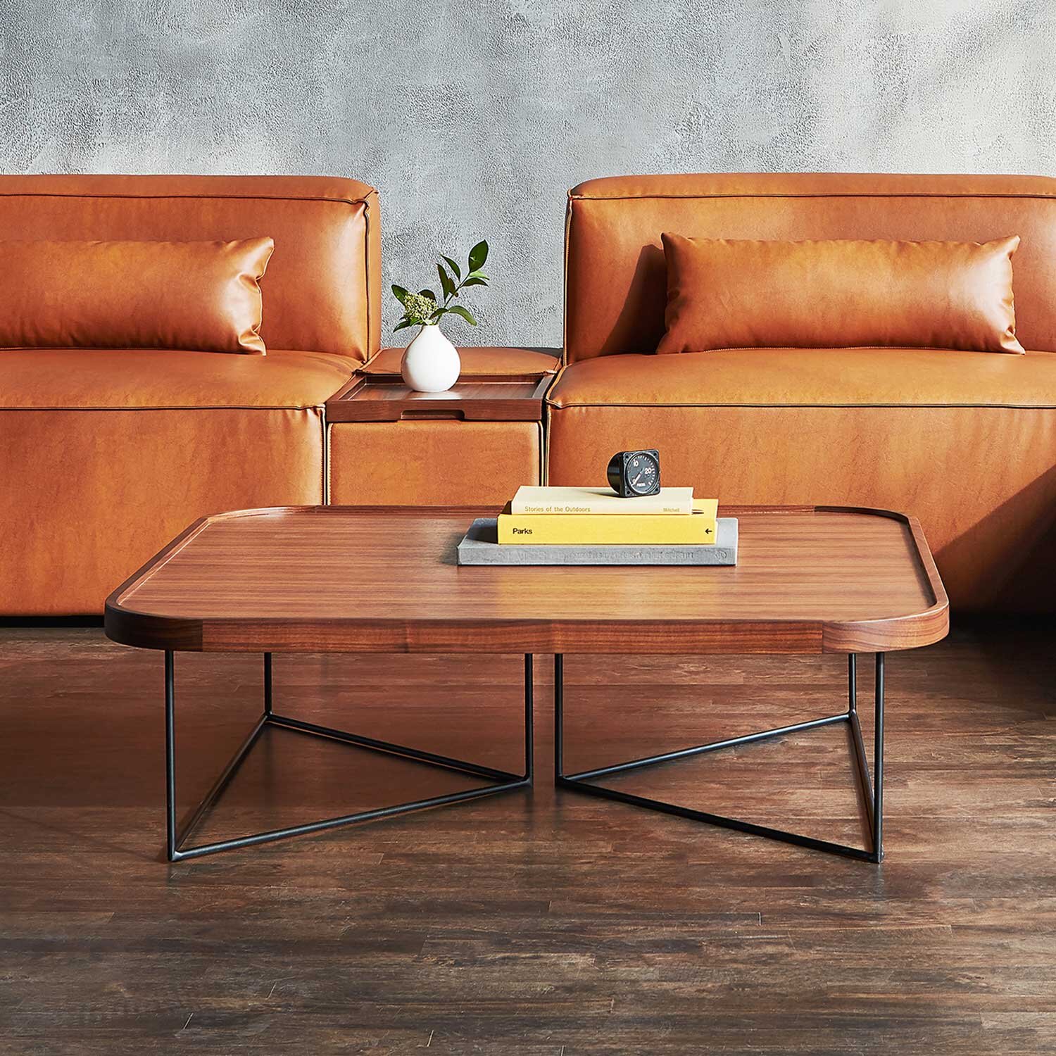 Porter Coffee Table Square - Black Powdercoat Walnut (Copy)