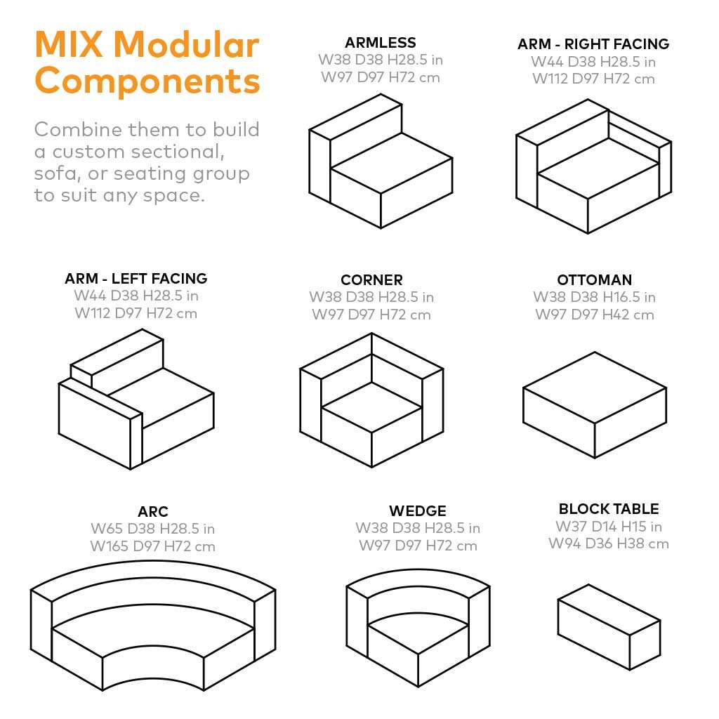 Mix Modular Component Dimensions Graphic