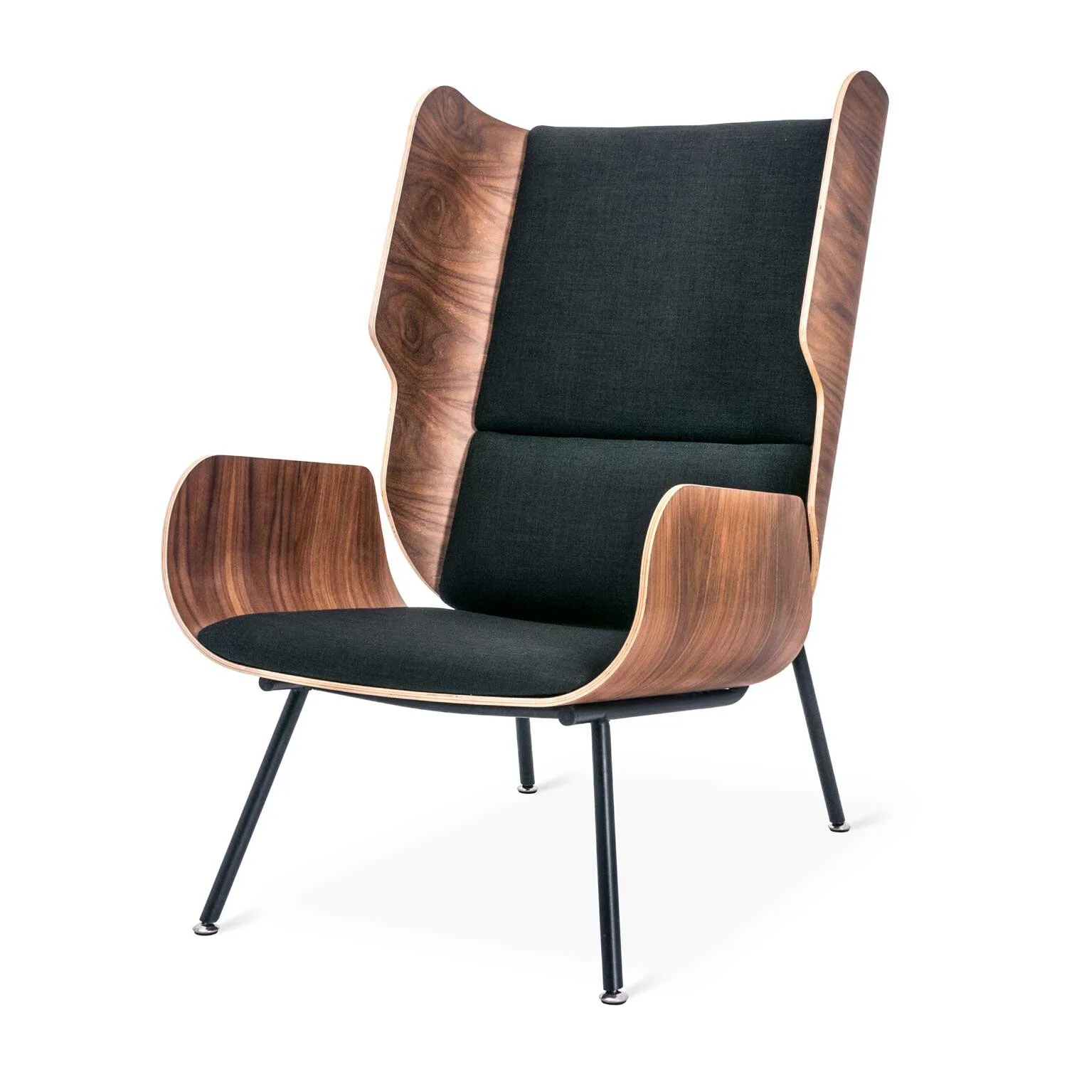 Elk Chair - Laurentian Onyx, Walnut, and Black Powder Coat Legs