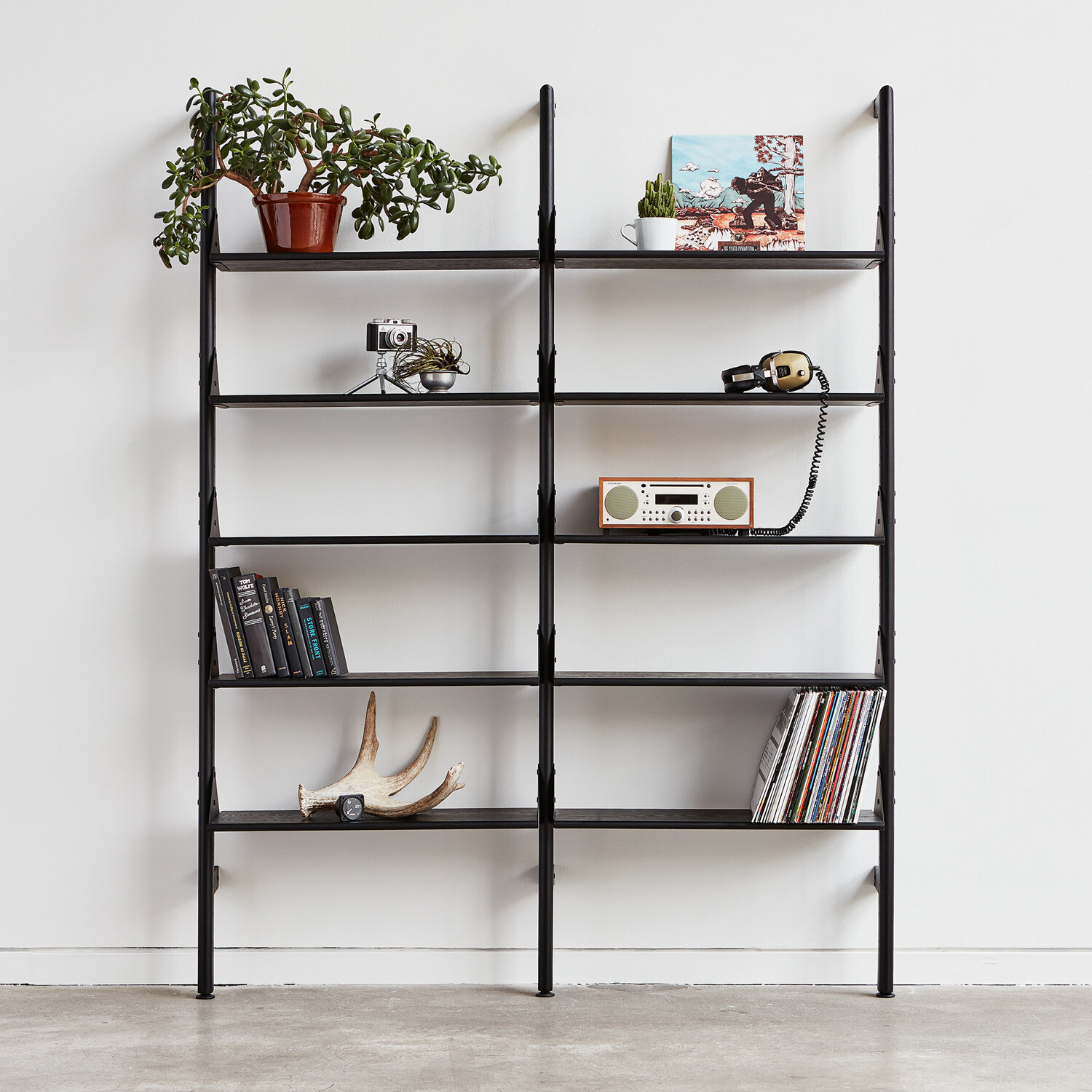 Branch 2 - Shelving Unit - Black Uprights, Black Brackets, Black Shelves