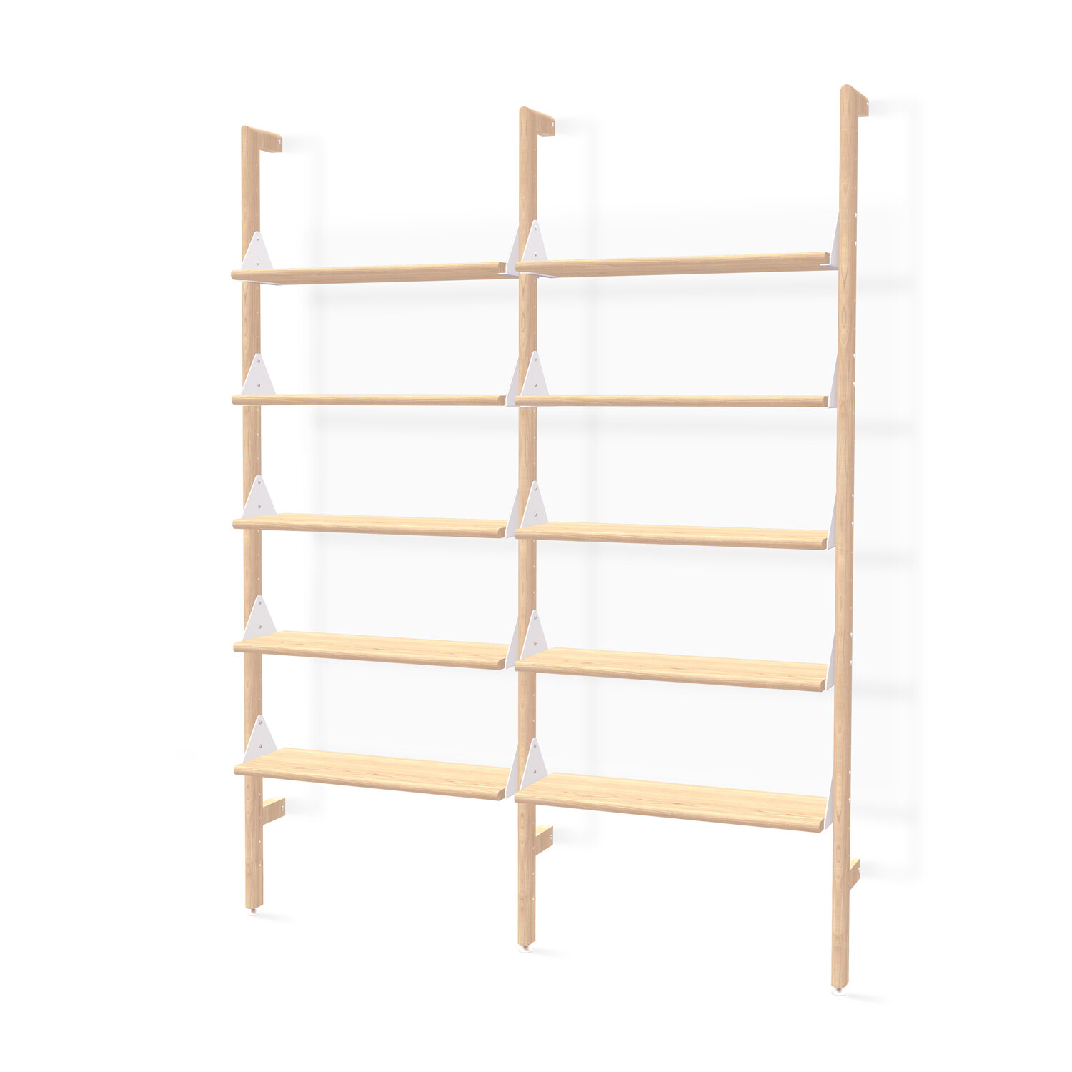 Branch 2 - Shelving Unit - Blonde Uprights, White Brackets, Blonde Shelves
