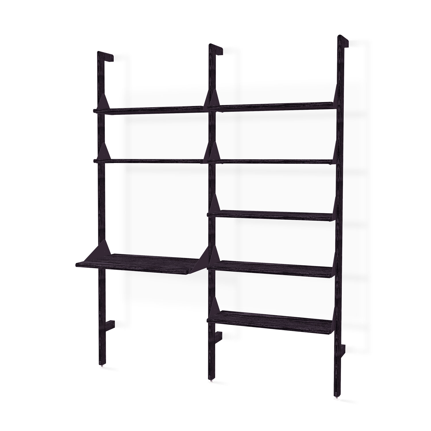 Branch 2 - Desk Shelving Unit - Black Uprights, Black Brackets, Black Shelves