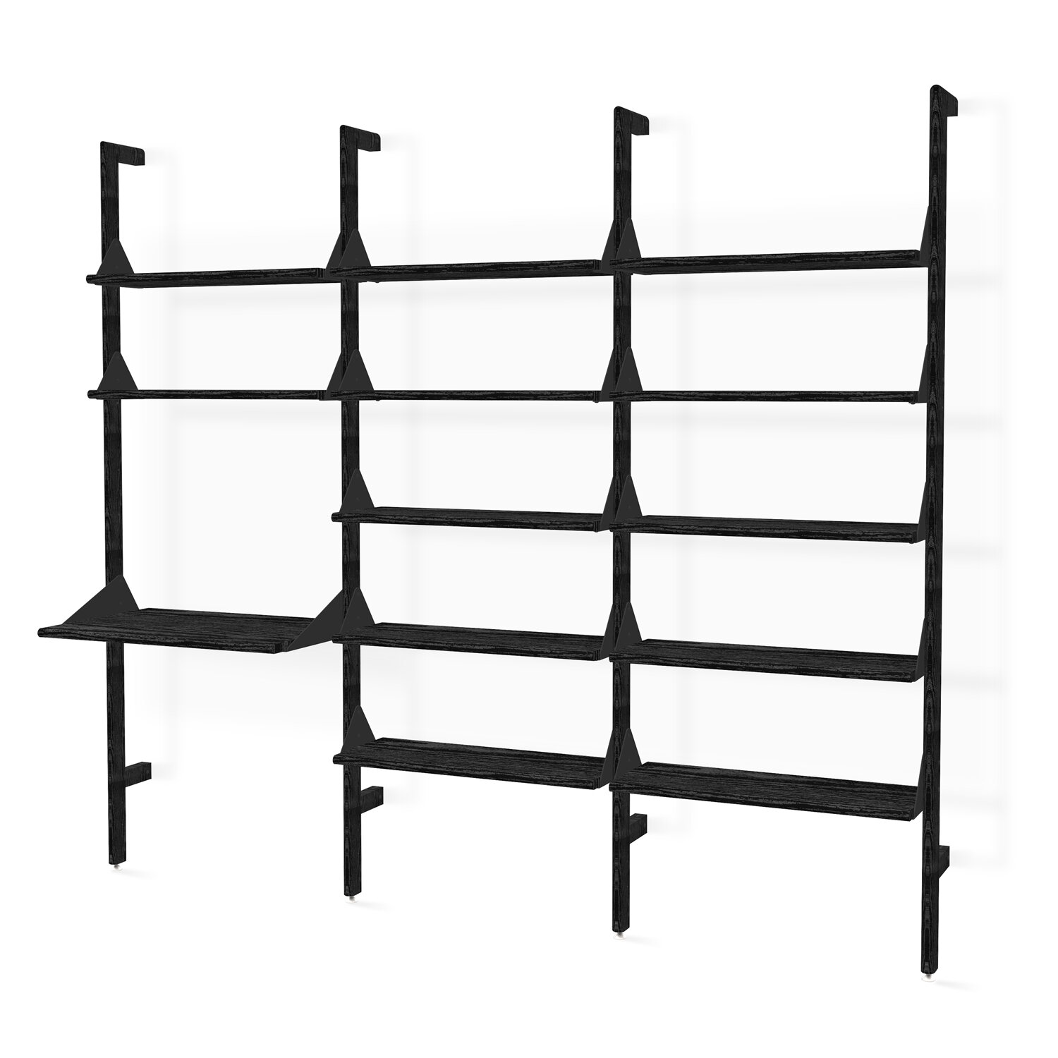 Branch 3 - Desk Shelving Unit - Black shelves, black uprights, black brackets.
