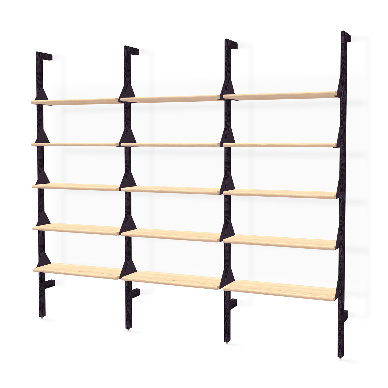 Branch 3 - Shelving Unit - Blonde shelves, black uprights, black brackets.