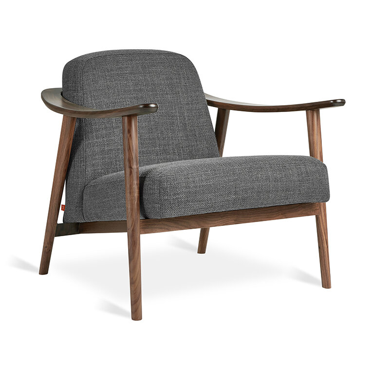 Baltic Chair - Walnut Wood Finish with Andorra Pewter Upholstery - Front View