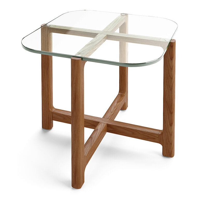Quarry End Table - Clear Glass Walnut Base