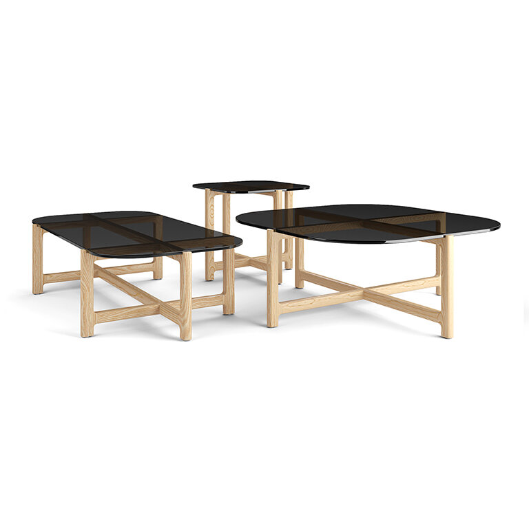 Quarry End and Coffee Tables - Smoke Glass Ash Natural Finish