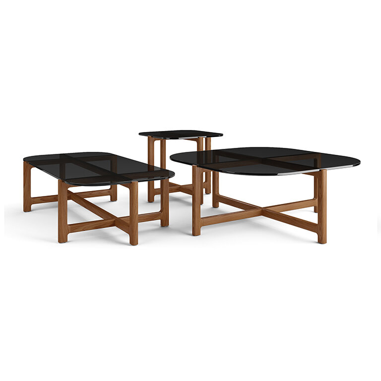 Quarry End and Coffee Tables - Smoke Glass Walnut Finish