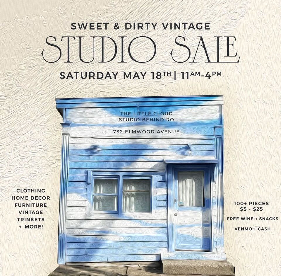 Studio SALE and pop-up party with @sweetanddirtyvintage this Saturday May 18th! 

The Little Cloud Studio behind R&oacute; on  Breckenridge will be filled with all kinds of super goods. Come see for yourself 🍑

R&oacute; will be offering 20% off all