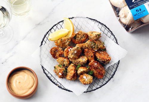 Crumbed button mushrooms with parmesan and thyme — kelly gibney