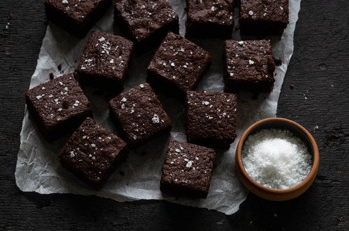 Salted dark chocolate and olive oil brownie — kelly gibney