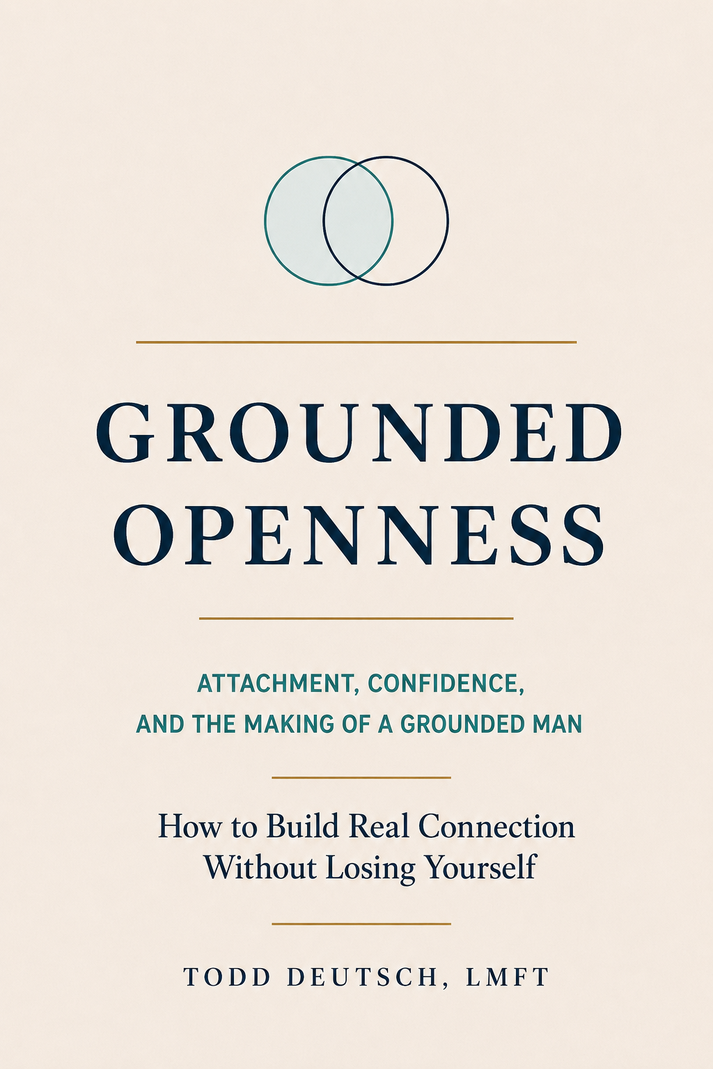 Grounded Openness by Todd Deutsch, LMFT, a book exploring attachment styles, relationships, dating, emotional regulation, vulnerability, intimacy, and healthier connection.