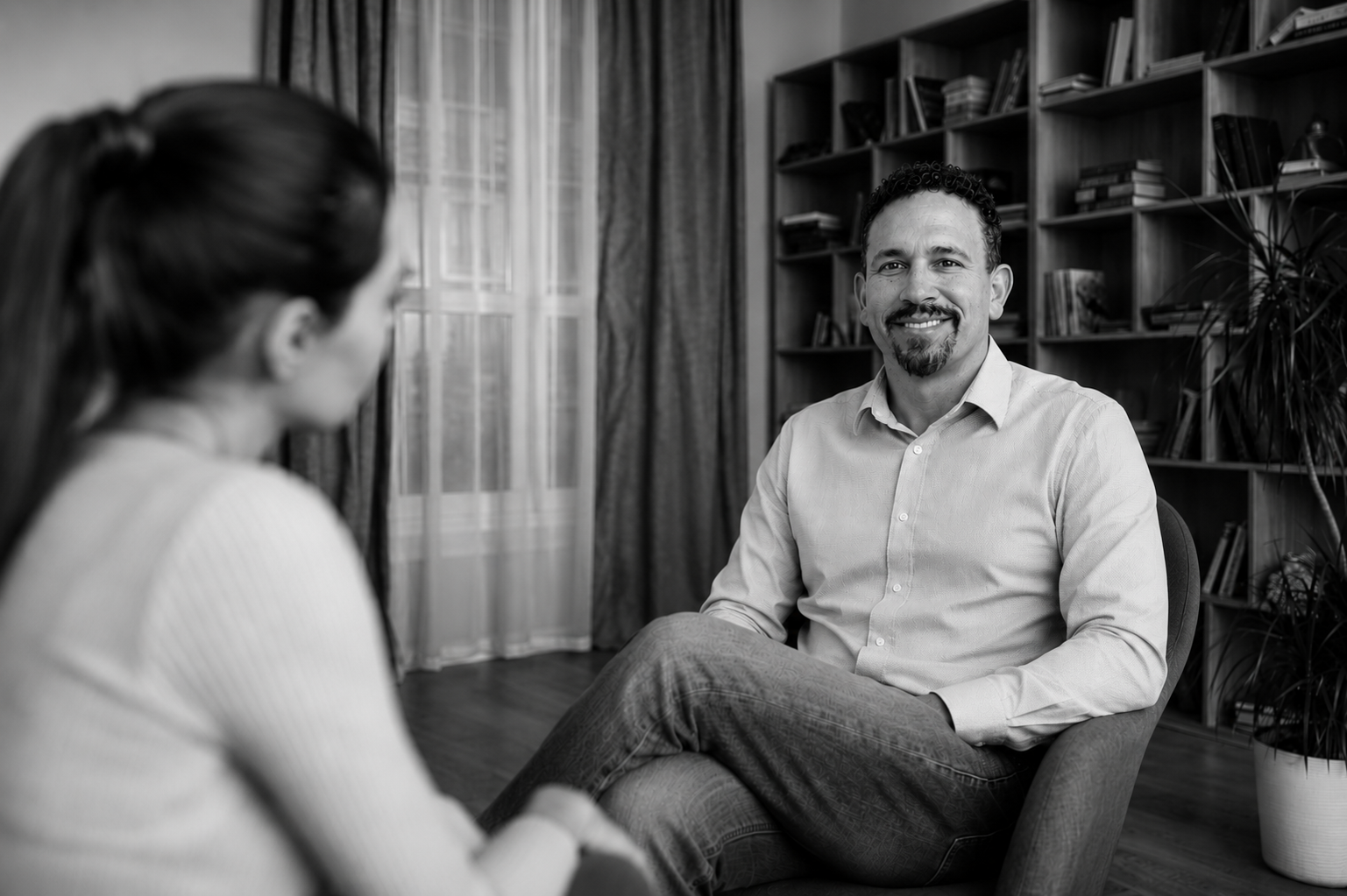 Todd Deutsch, LMFT providing individual therapy to an adult client in a private West Los Angeles psychotherapy office.