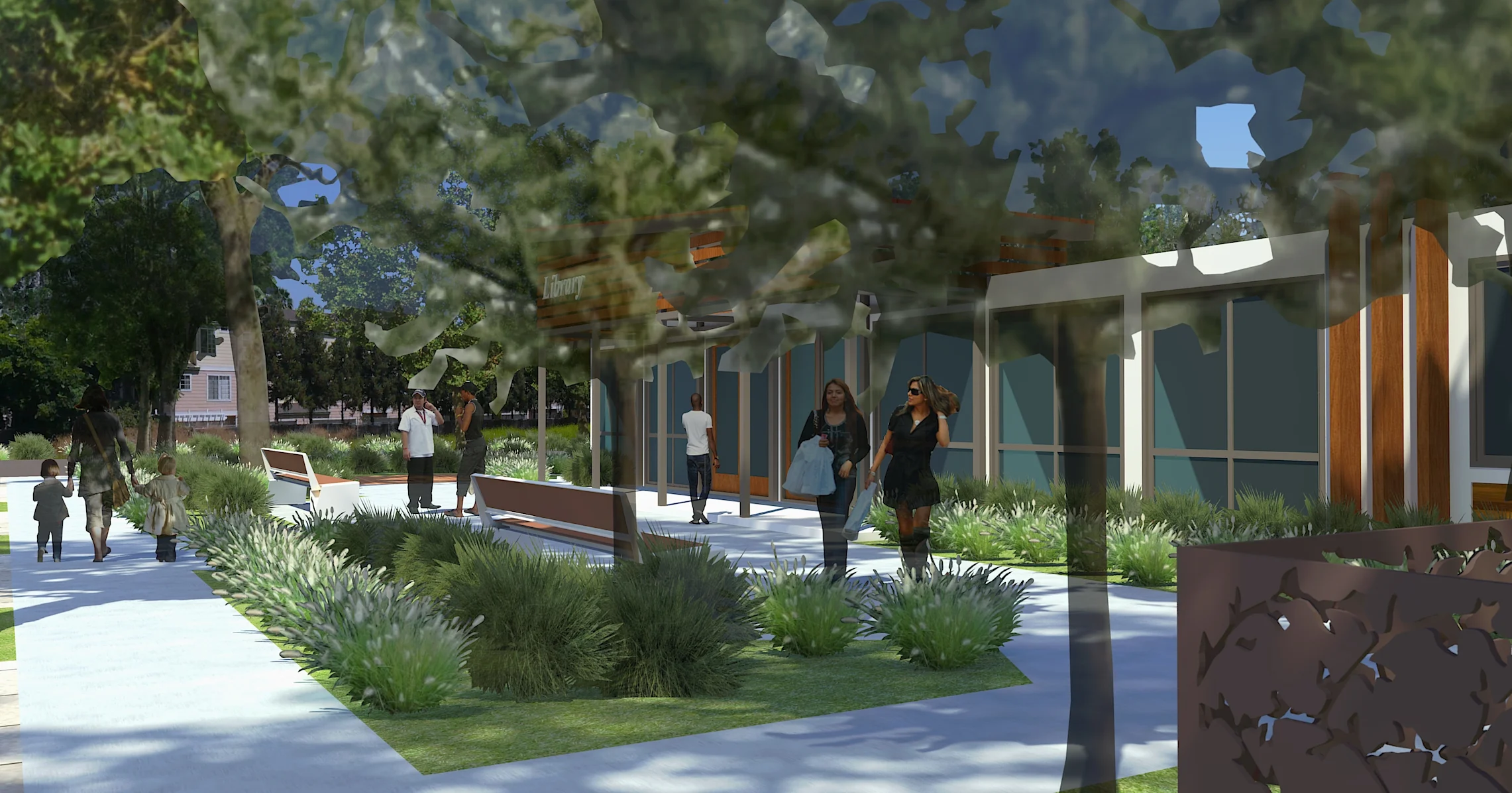 Perspective of library viewed from Evans Lane by BAY TREE DESIGN and Studio T Square