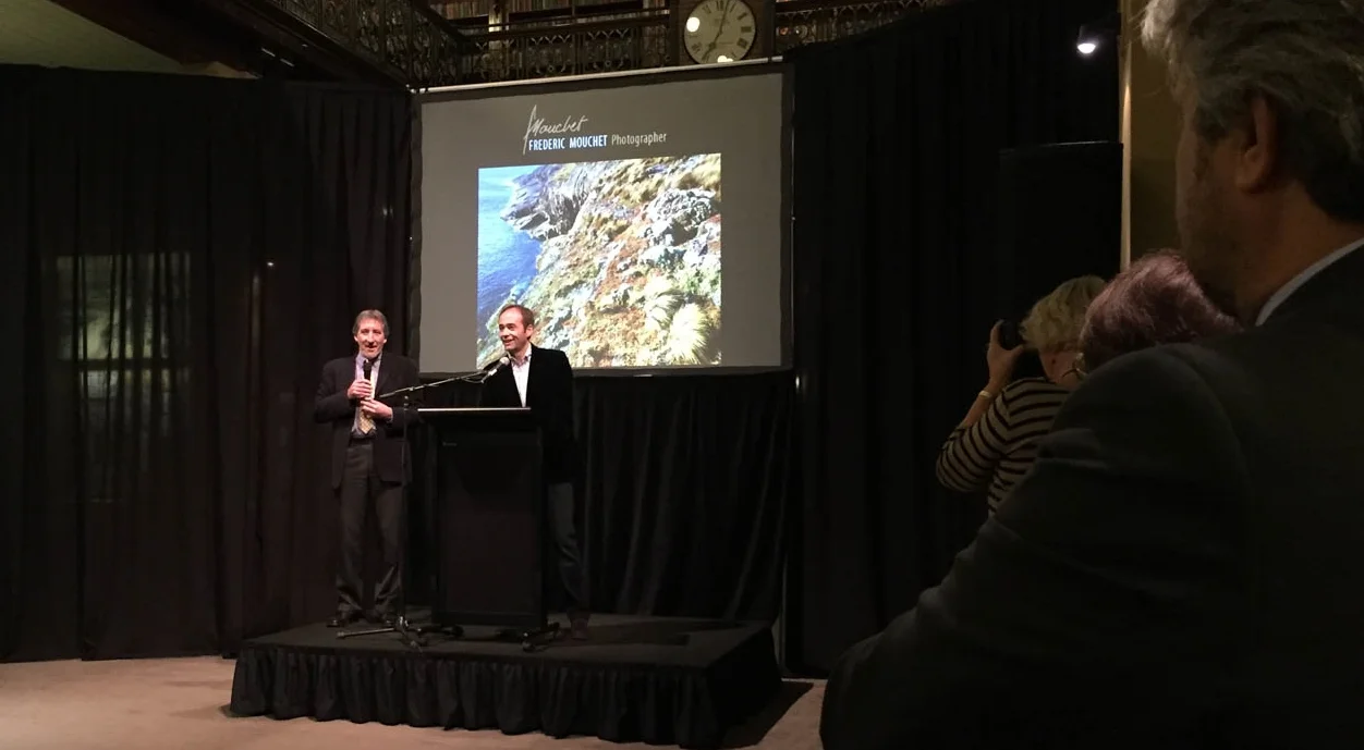 John (translator) and Frederic Mouchet speaking