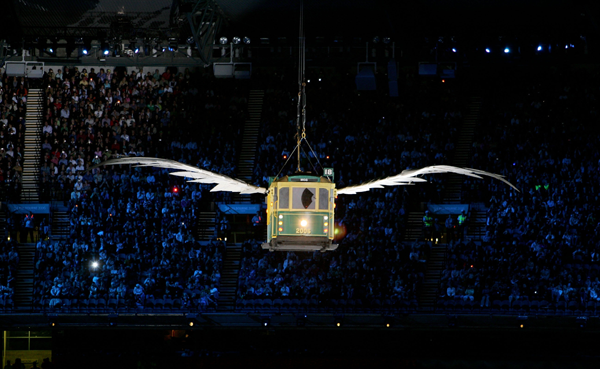 Flying tram at the Commonwealth Games Melbourne 2006.