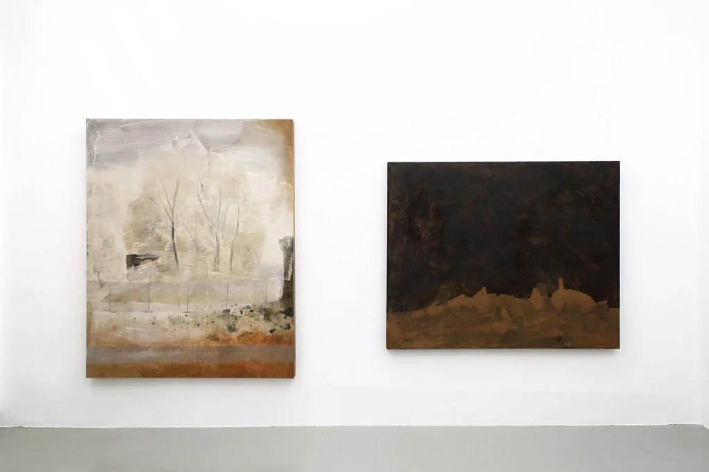 left: Andris Eglītis From the series "Almost Perfect" sand, soil, acryl, paper mounted on wood 220 x 170 cm
right: Andris Eglītis From the series "Almost Perfect" 2012 sand, soil, acryl on wood 156 x 190 cm