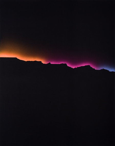And To You I Say: The Night Is Darkest Before Sunrise 2009 Cotton, spray paint 163 x 133 cm