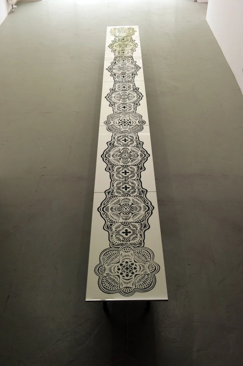 50000 2014 water color on cotton paper ca 600 cm x 60 cm Krome Gallery, solo exhibition "Stabsichelbogen", Berlin